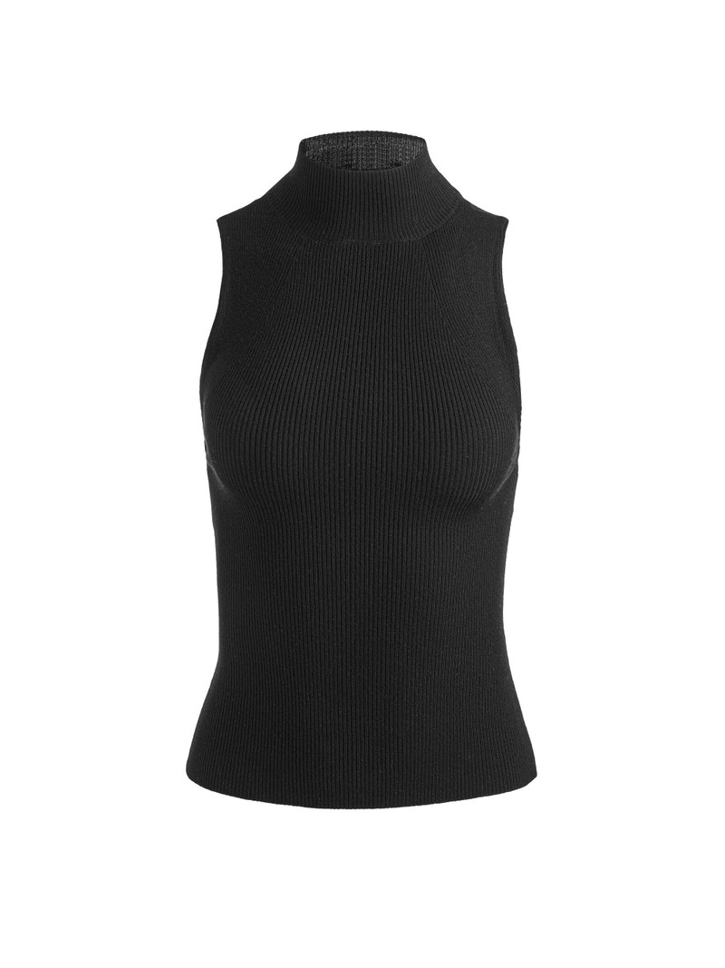 DARCEY WOOL SLEEVELESS TURTLENECK - BLACK 1