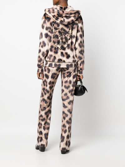 PHILIPP PLEIN leopard-print zip-up hoodie outlook