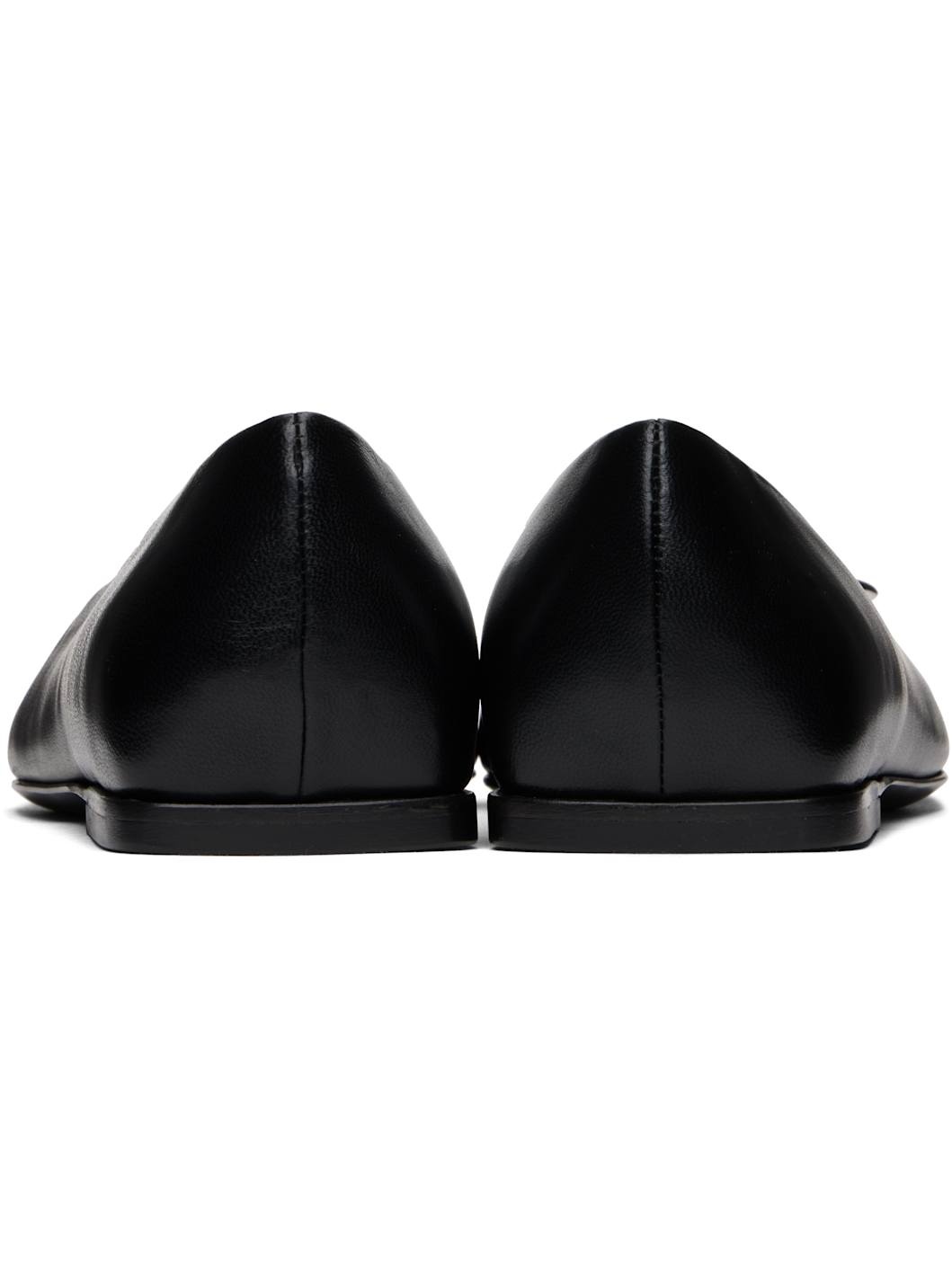 Black Safety Pin Gathered Lambskin Ballerina Flats - 2