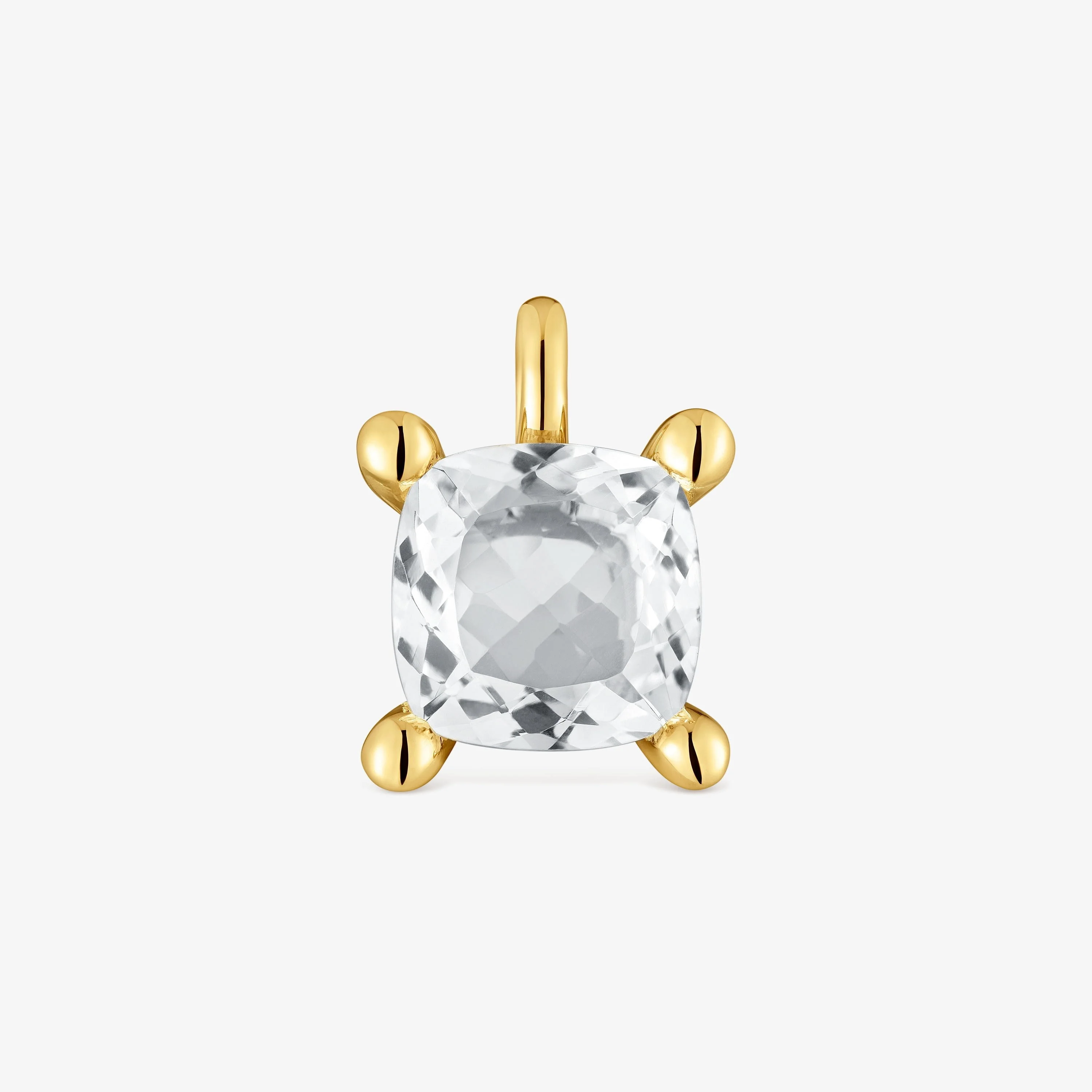 Small 18K gold vermeil and rock crystal quartz Pendant Color White - 1