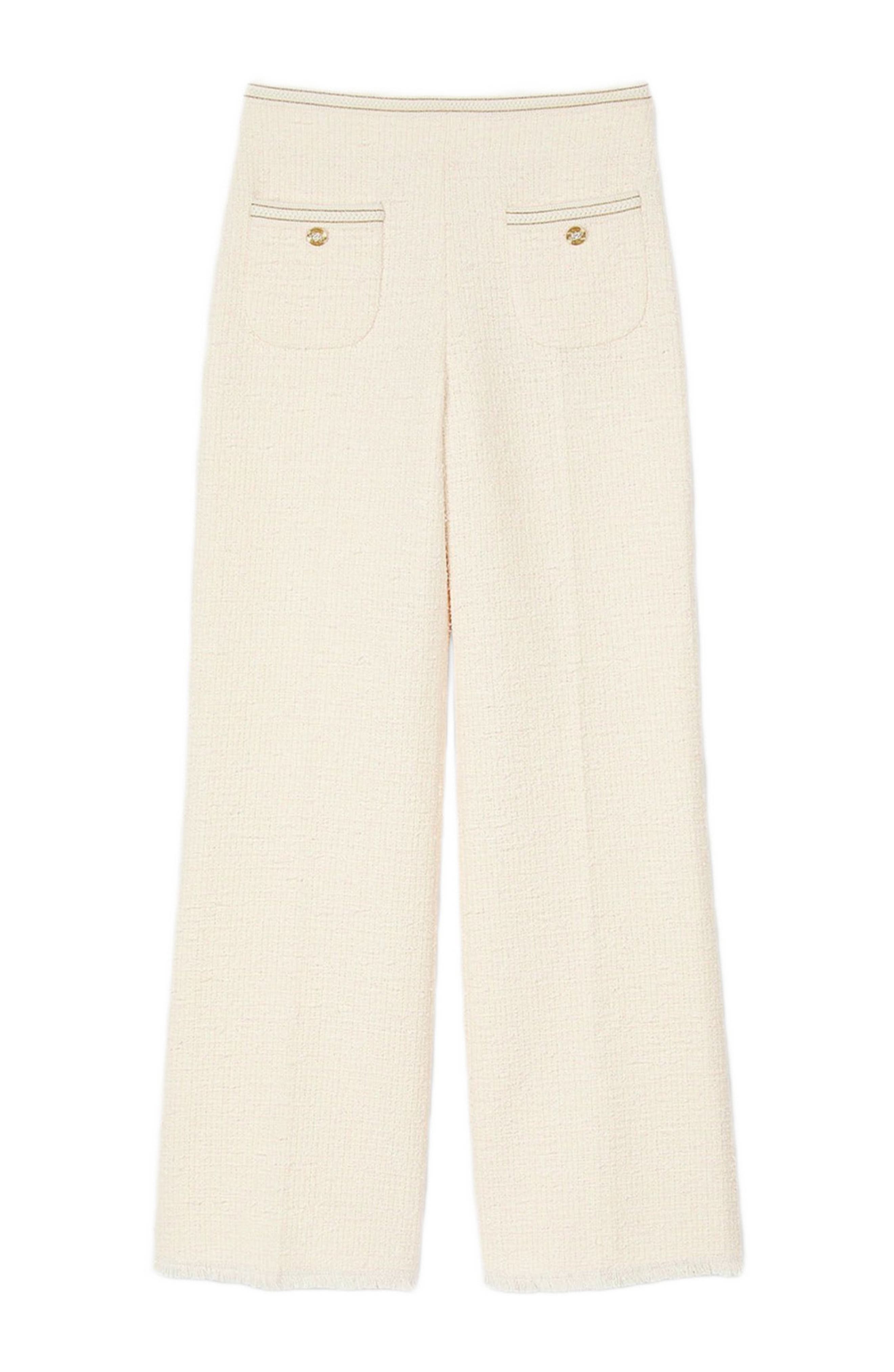 SANDRO Decorative tweed trousers in Ecru /Pink at Nordstrom - 5