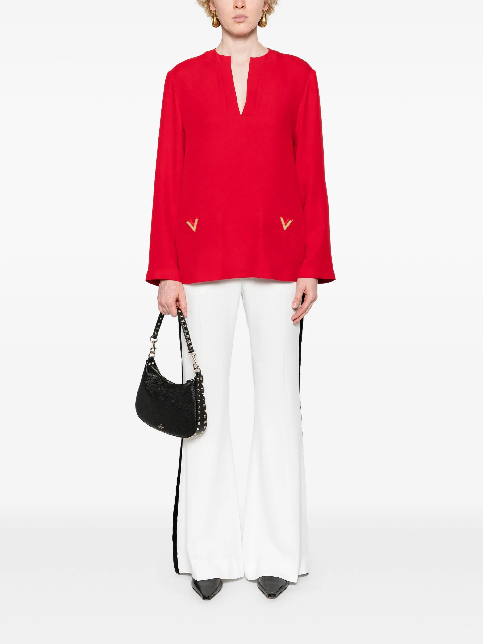 V-logo silk blouse - 2