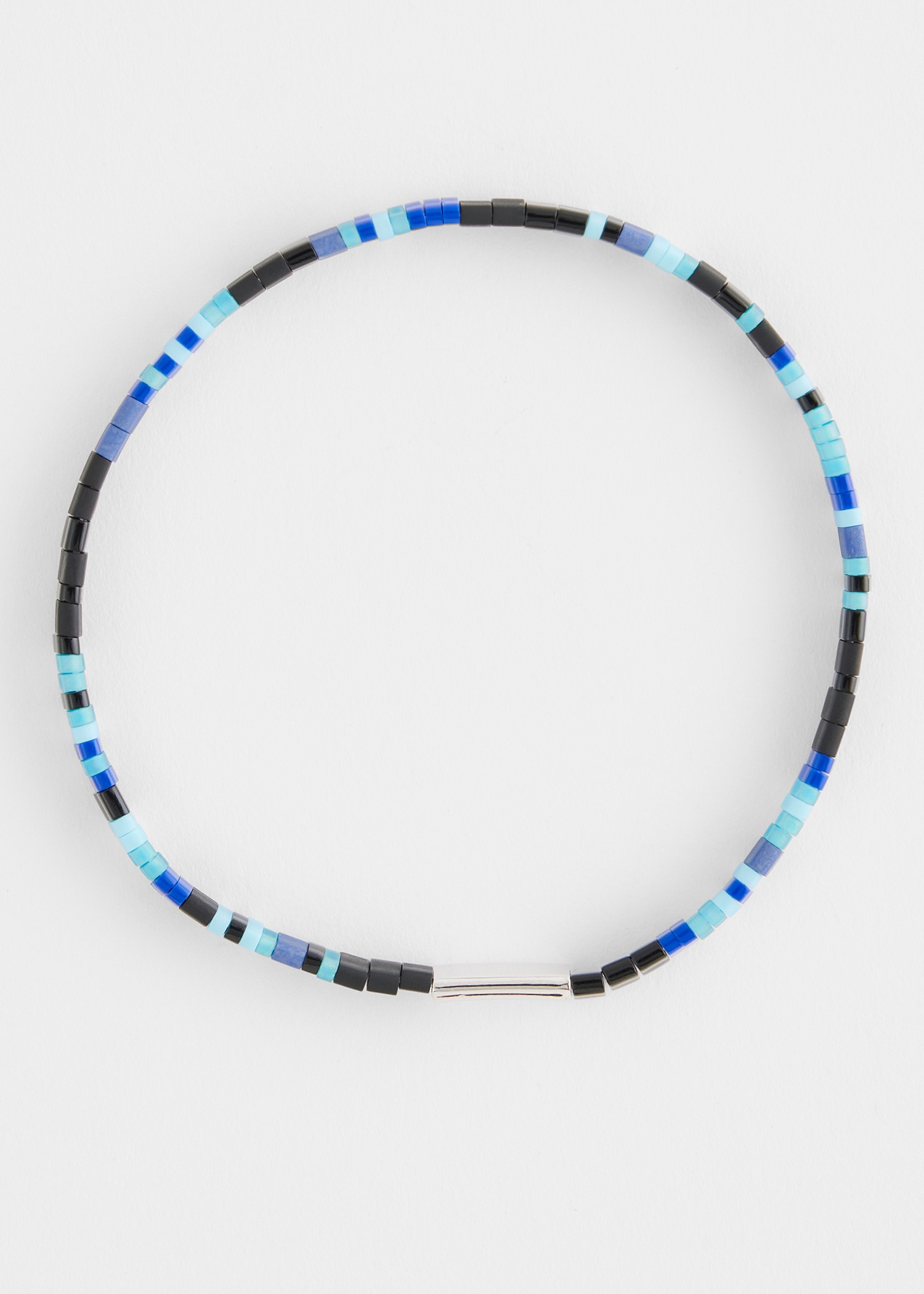 Blue Stripe Flat Bead Bracelet - 3
