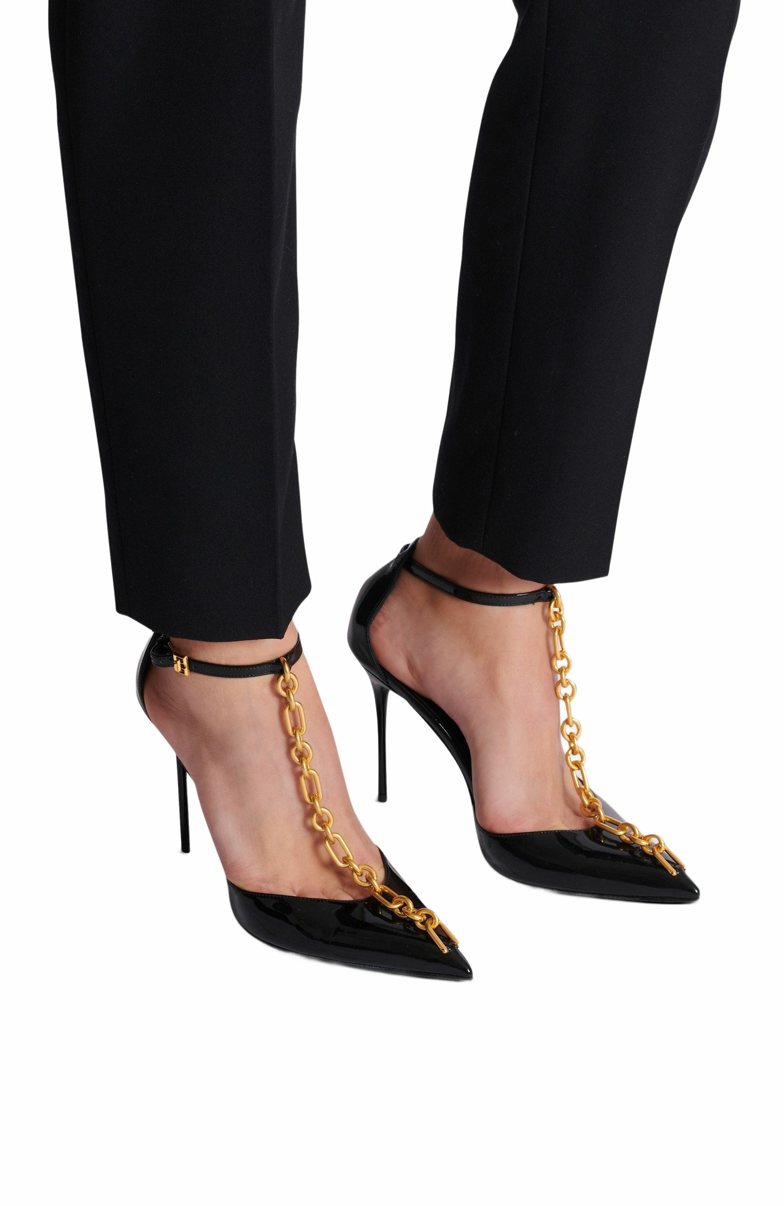 Balmain Sync patent leather stilettos with pointed toe in Black at Nordstrom - 2