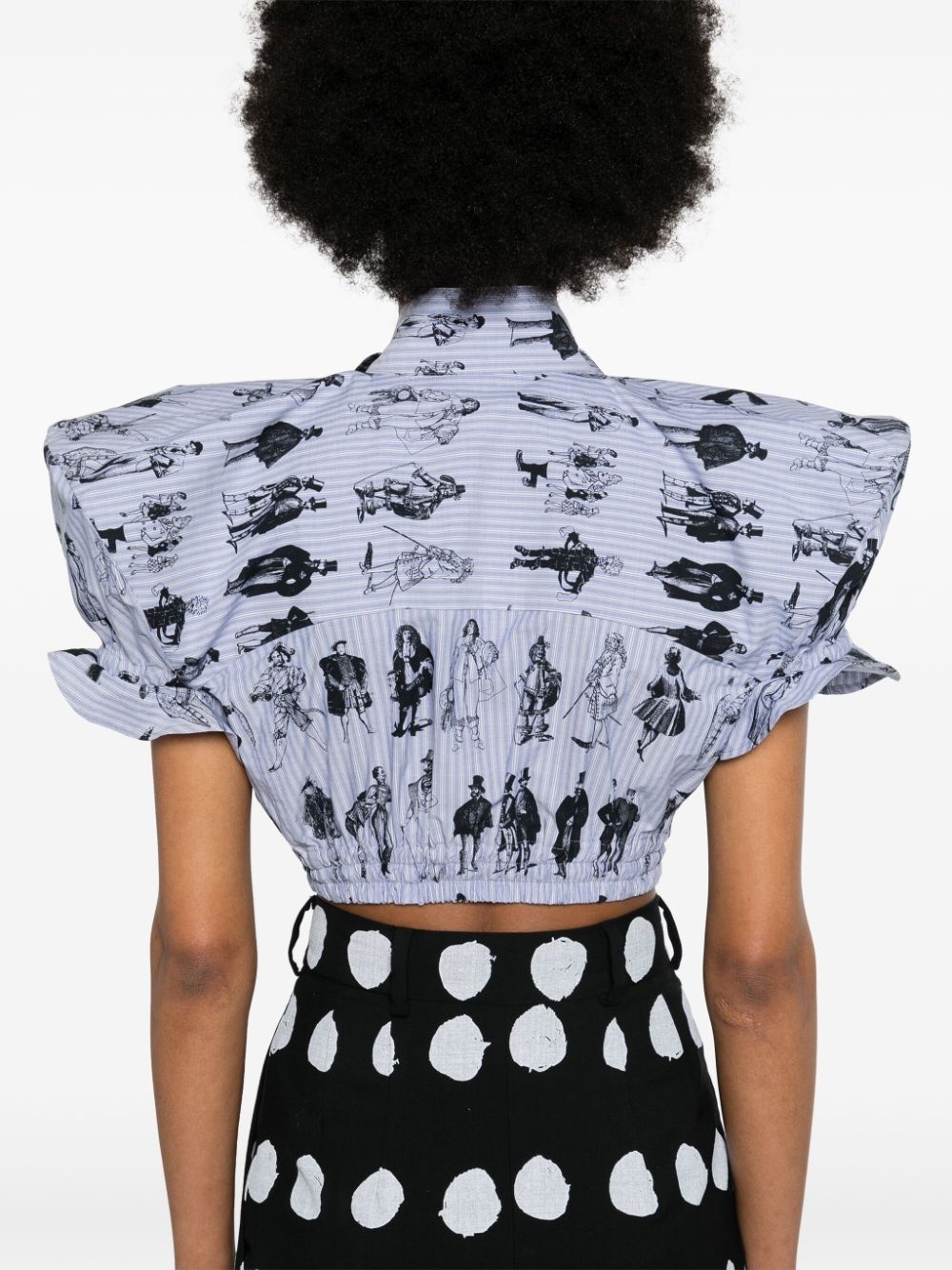 royalty-print striped crop top - 5