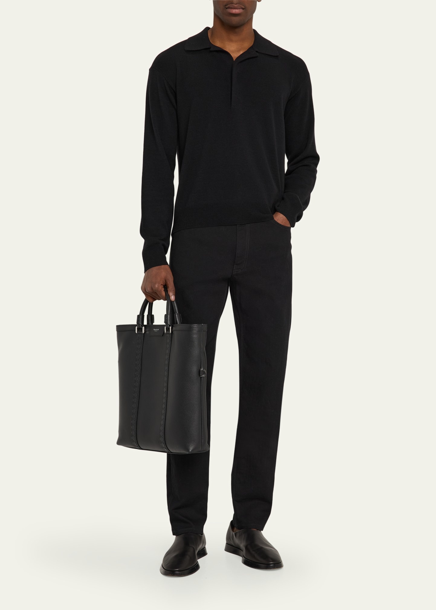 Men's Cachemire Leather Foldable Tote Bag - 6