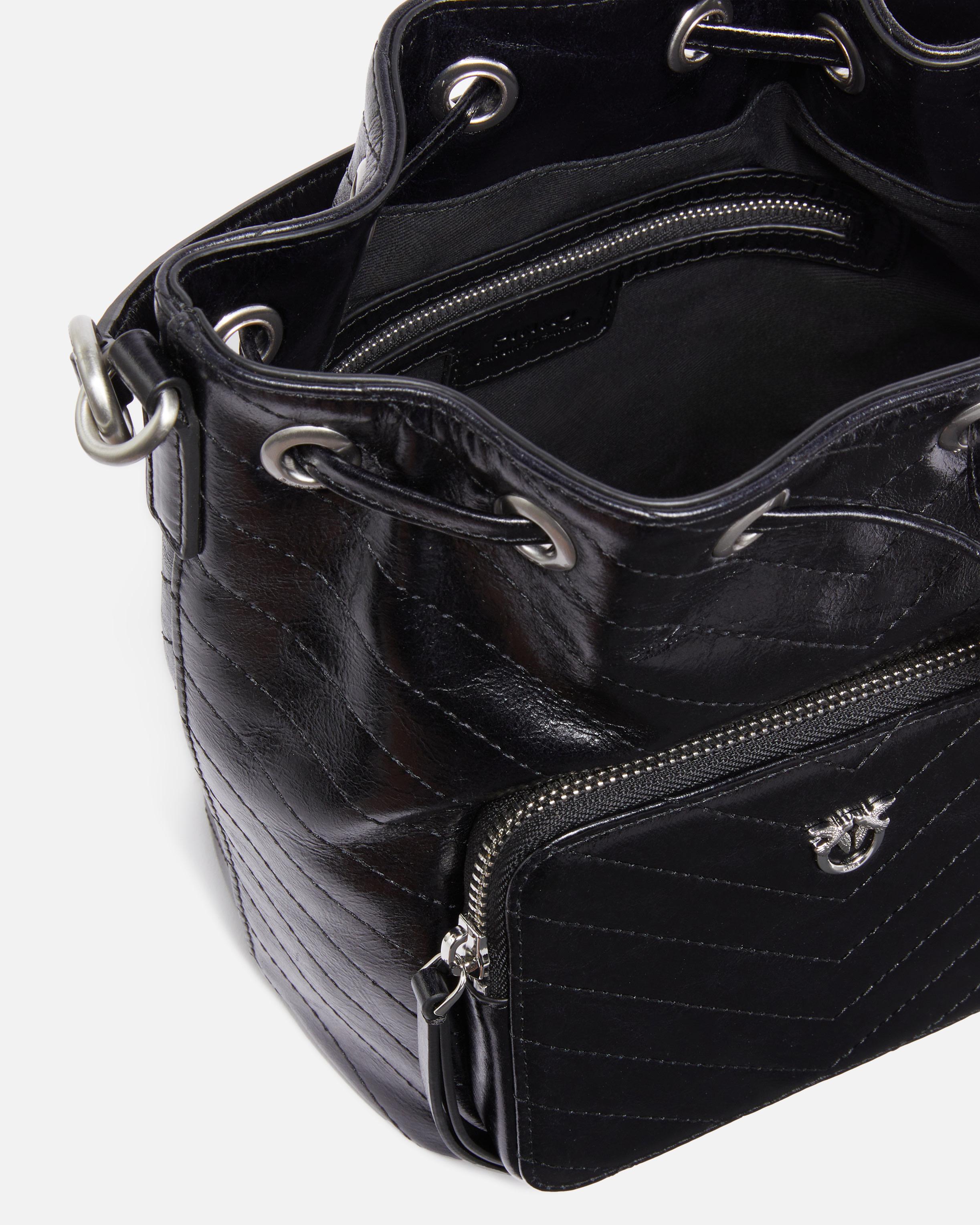 SMALL LEATHER CARGO BUCKET BAG WITH POCKET - 4