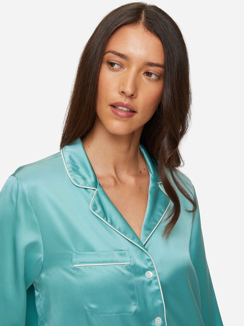Women's Pyjamas Bailey Silk Satin Sea Foam Green - 5
