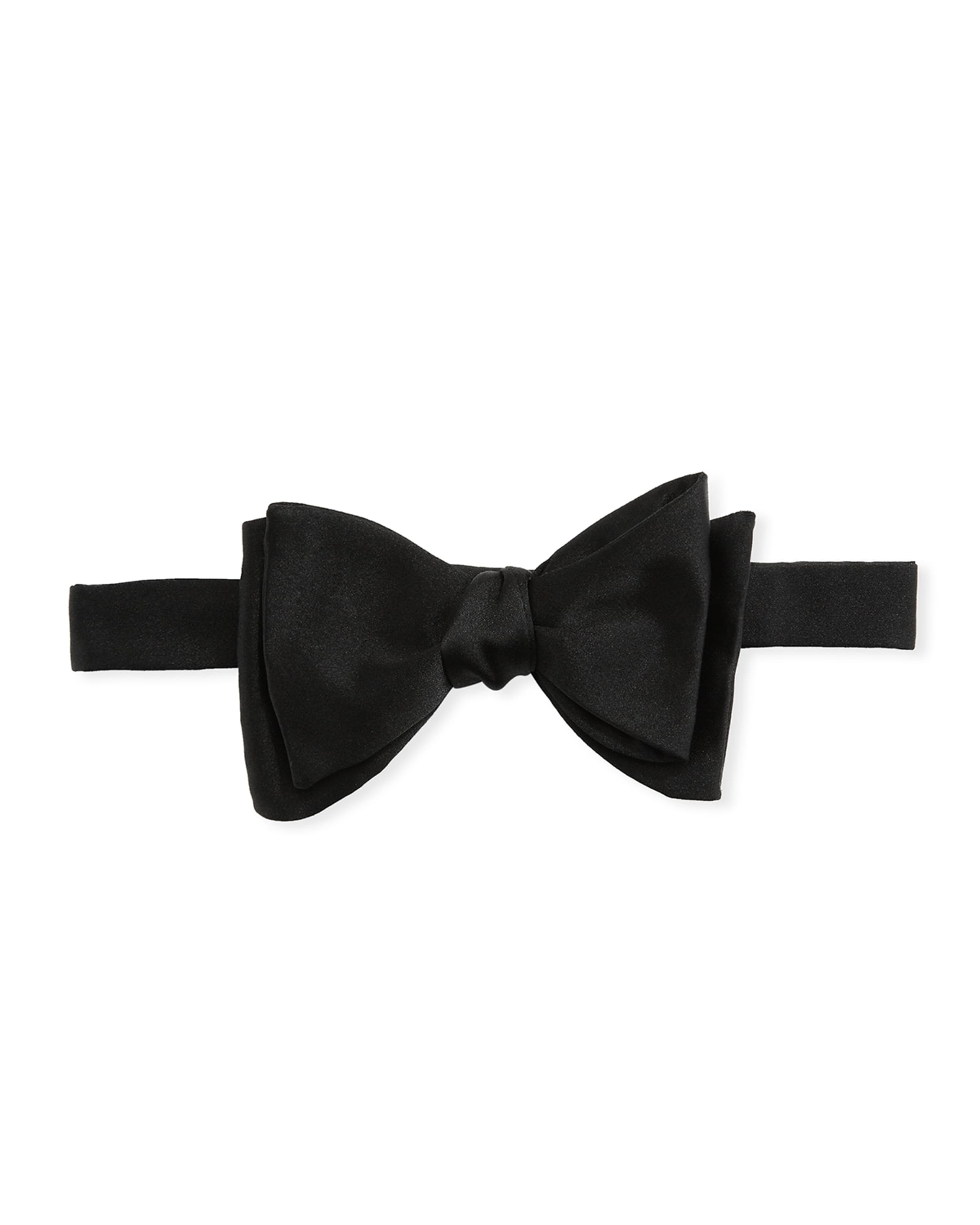 Solid Satin Bow Tie - 1