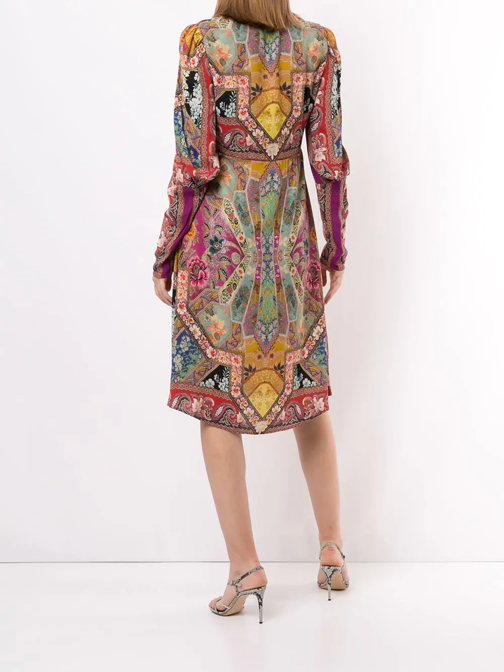 patchwork-print midi dress - 4