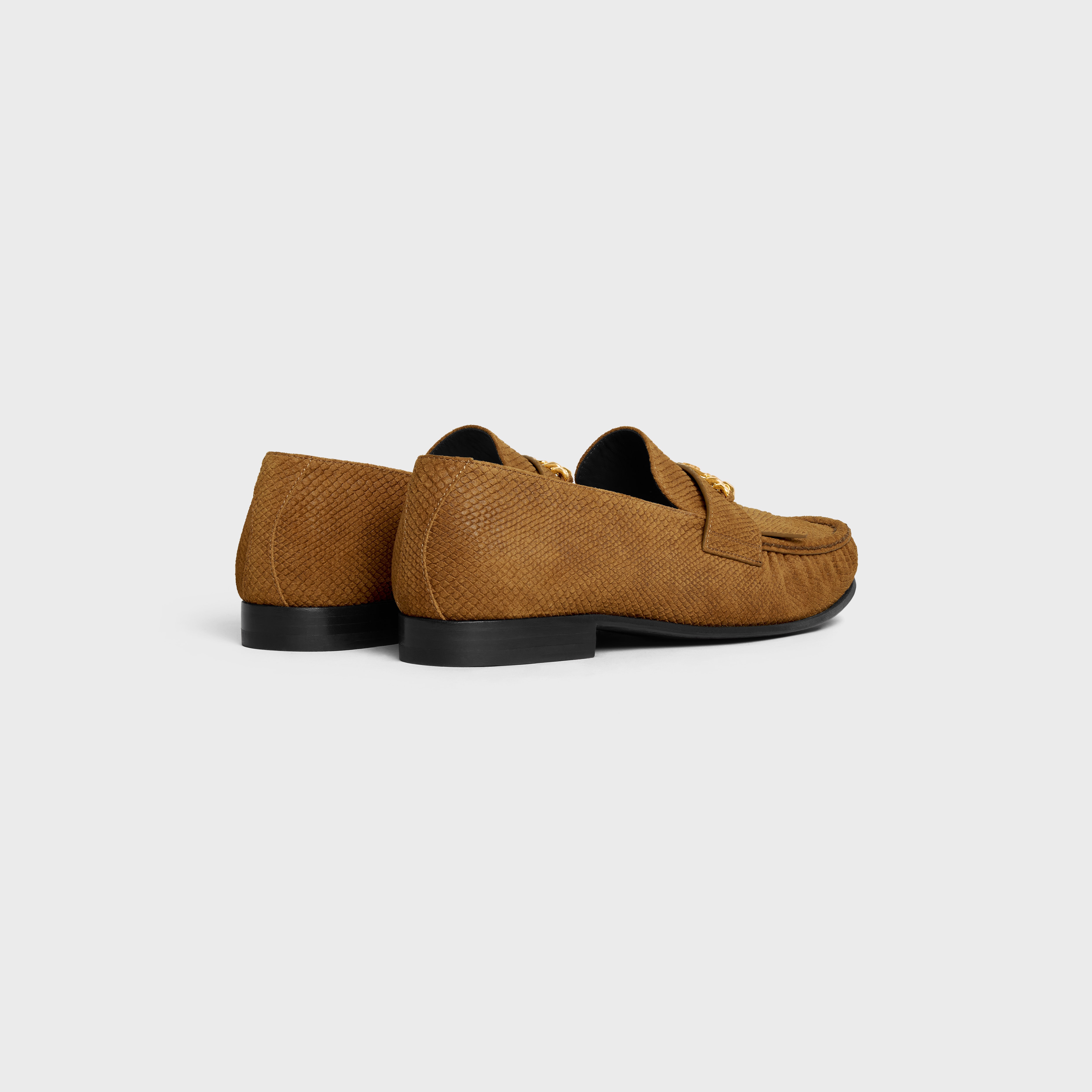 CELINE LUCO LOAFER WITH FRINGES AND TRIOMPHE CHAIN in LIZARD STAMPED SUEDE CALFSKIN - 3