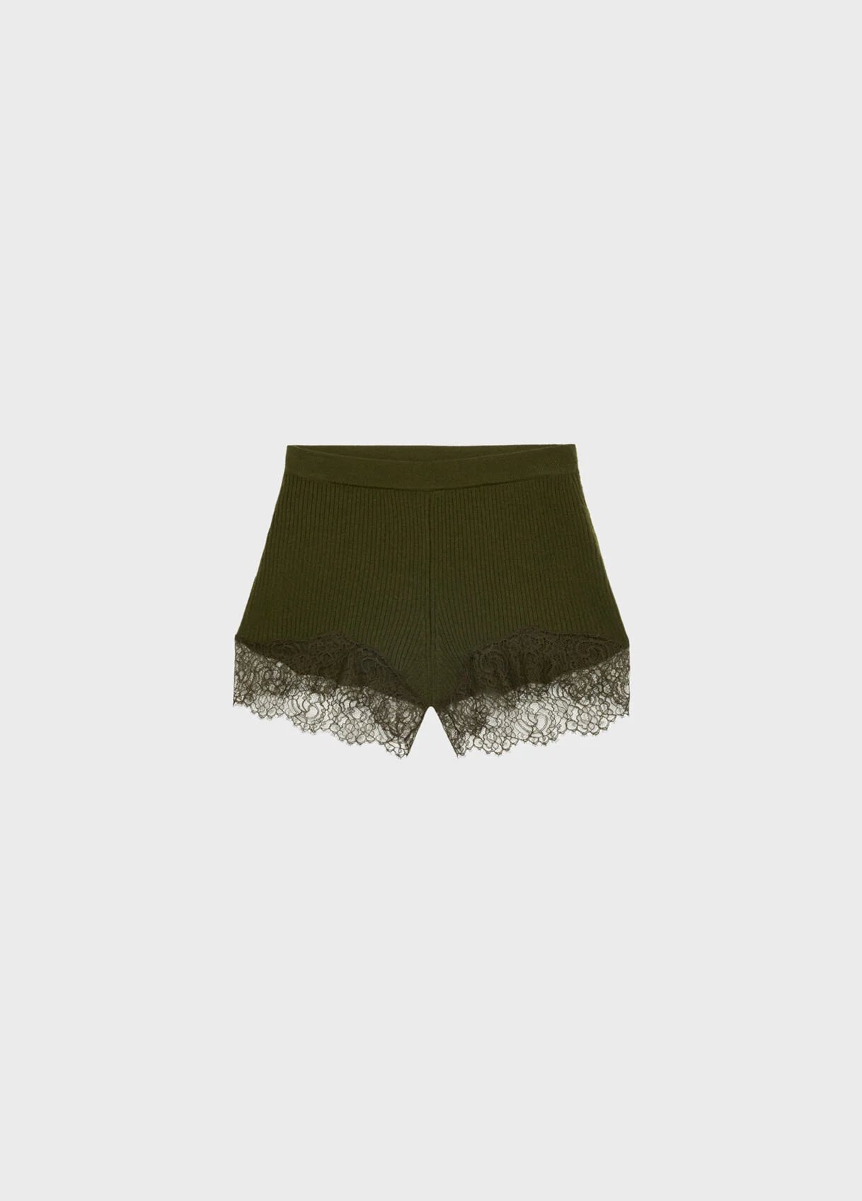 STRETCH RIBBED SHORTS WITH LACE INSERTS - 1