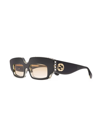 GUCCI crystal-embellished rectangle sunglasses outlook