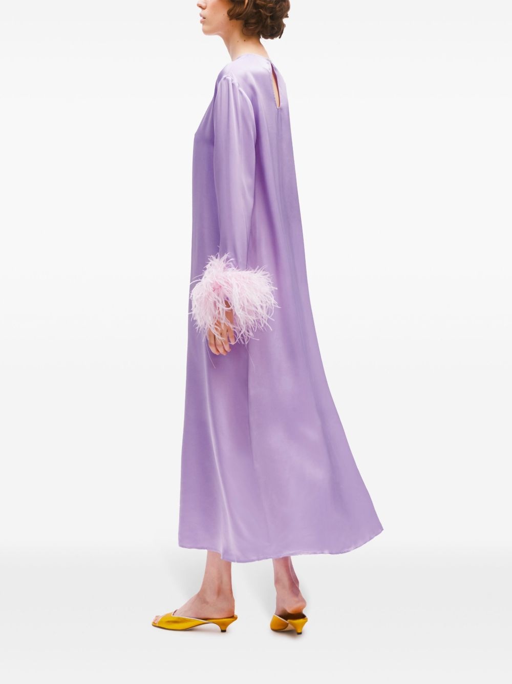 feather-trim dress - 6