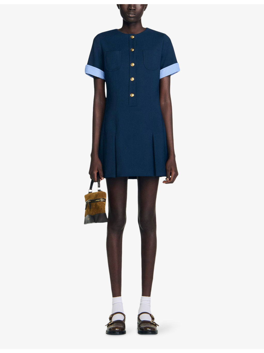 Patch-Pocket Pleated Stretch-Woven Mini Dress - 2