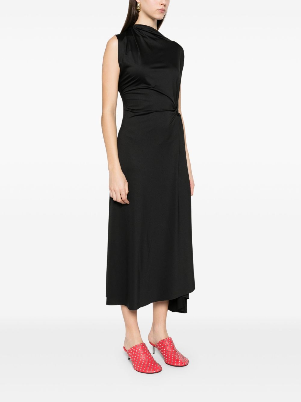 asymmetric drape midi dress - 3