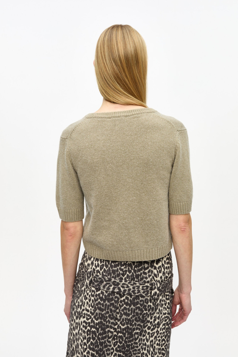 BROWN FUTURE WOOL MIX SHORT SLEEVE CARDIGAN 4