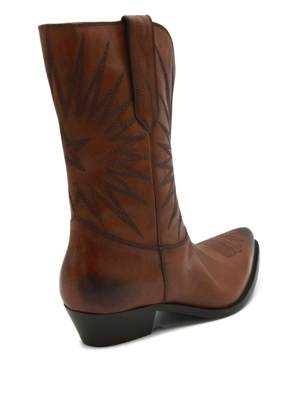 star-embroidered leather boots - 5
