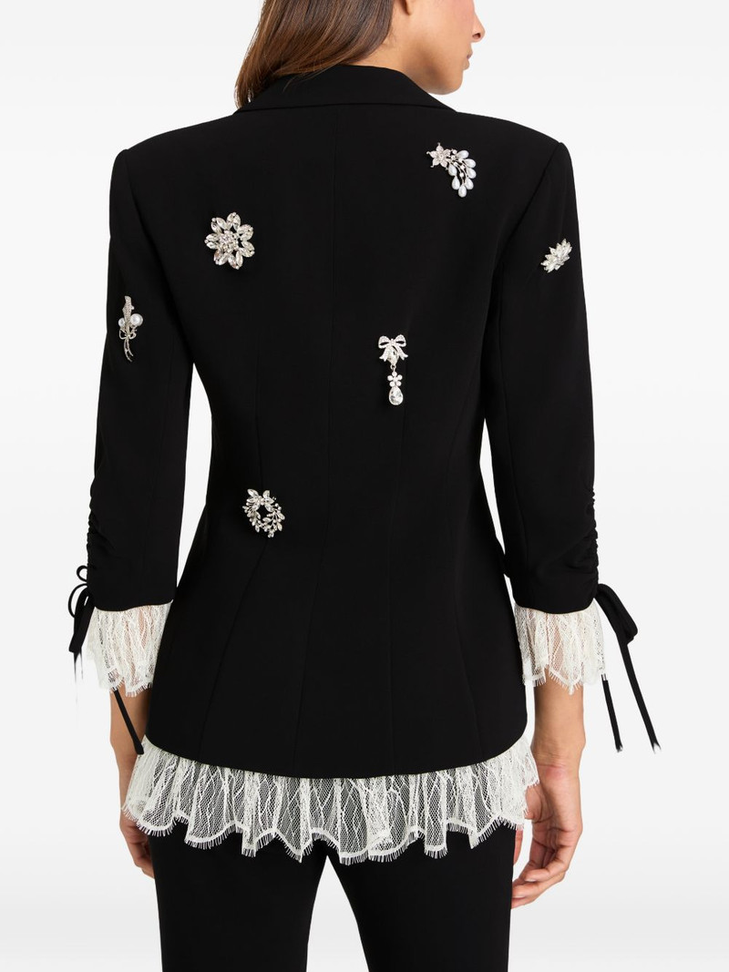 crystal brooch lace trim blazer 4