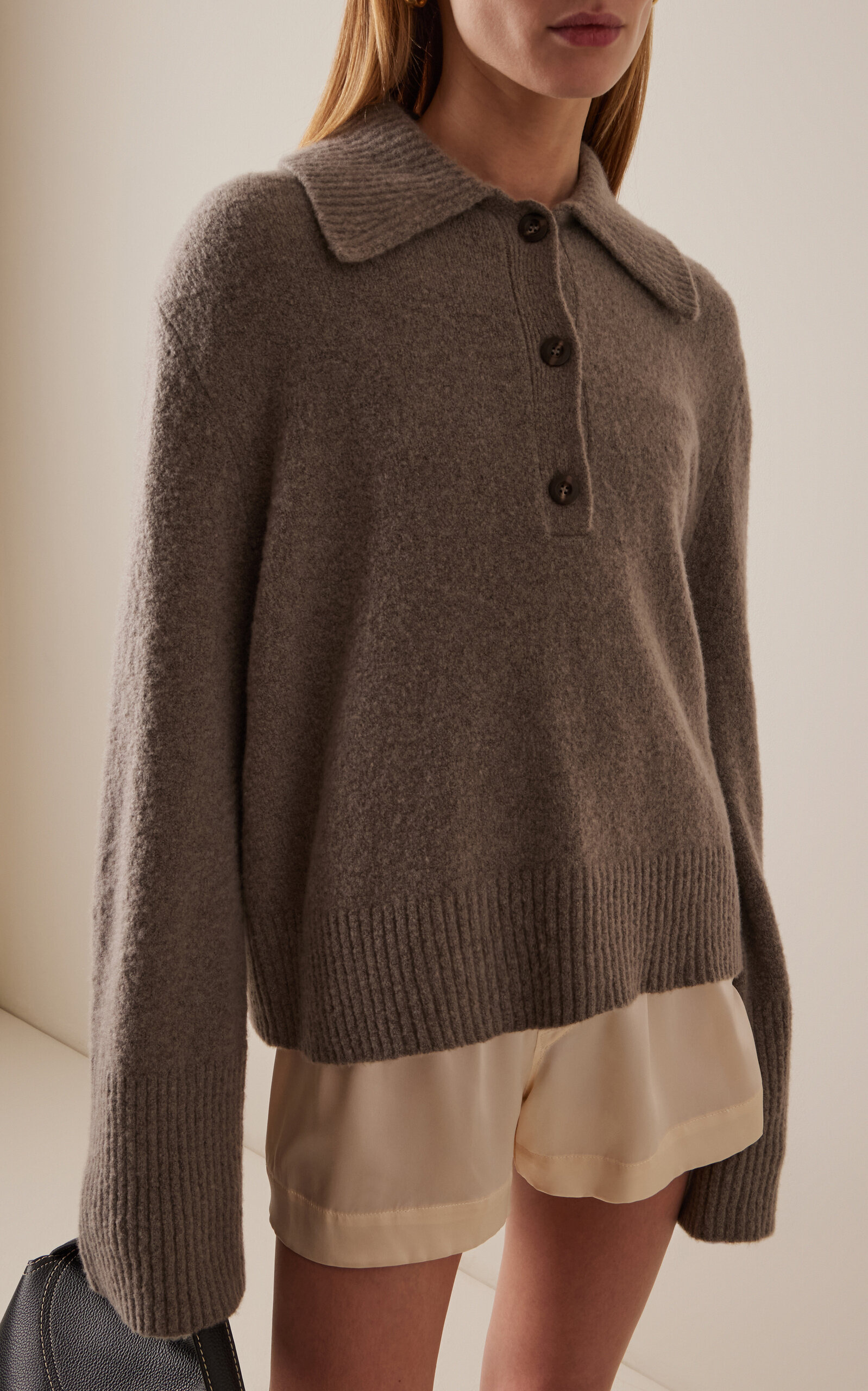 Stevie Cashmere-Blend Polo Shirt grey - 3