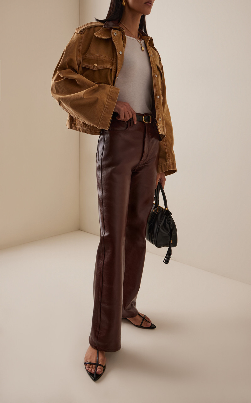 RÙADH The Quinn High-Rise Leather Pants brown outlook