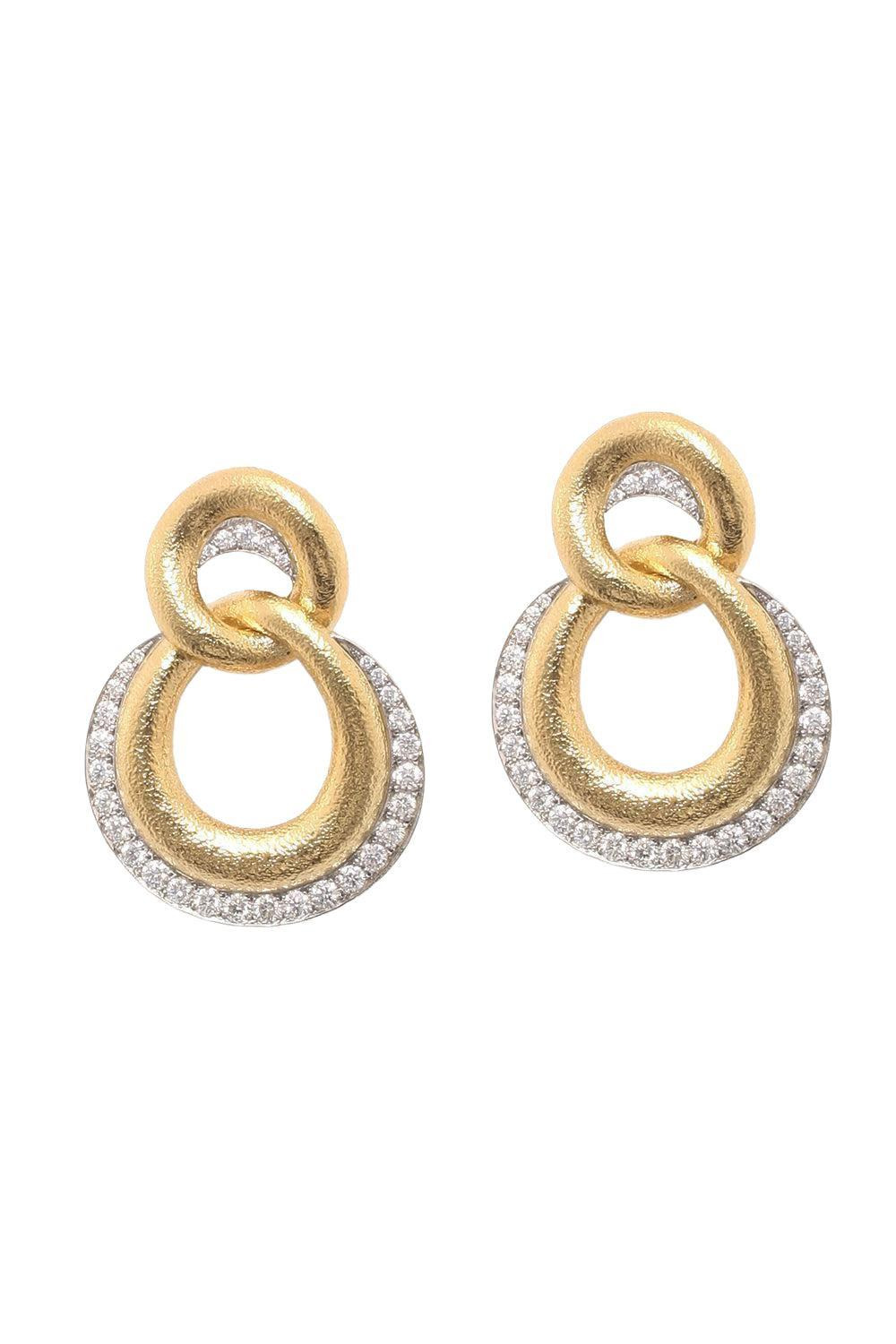 Hammered Diamond Double Link Earrings - 1