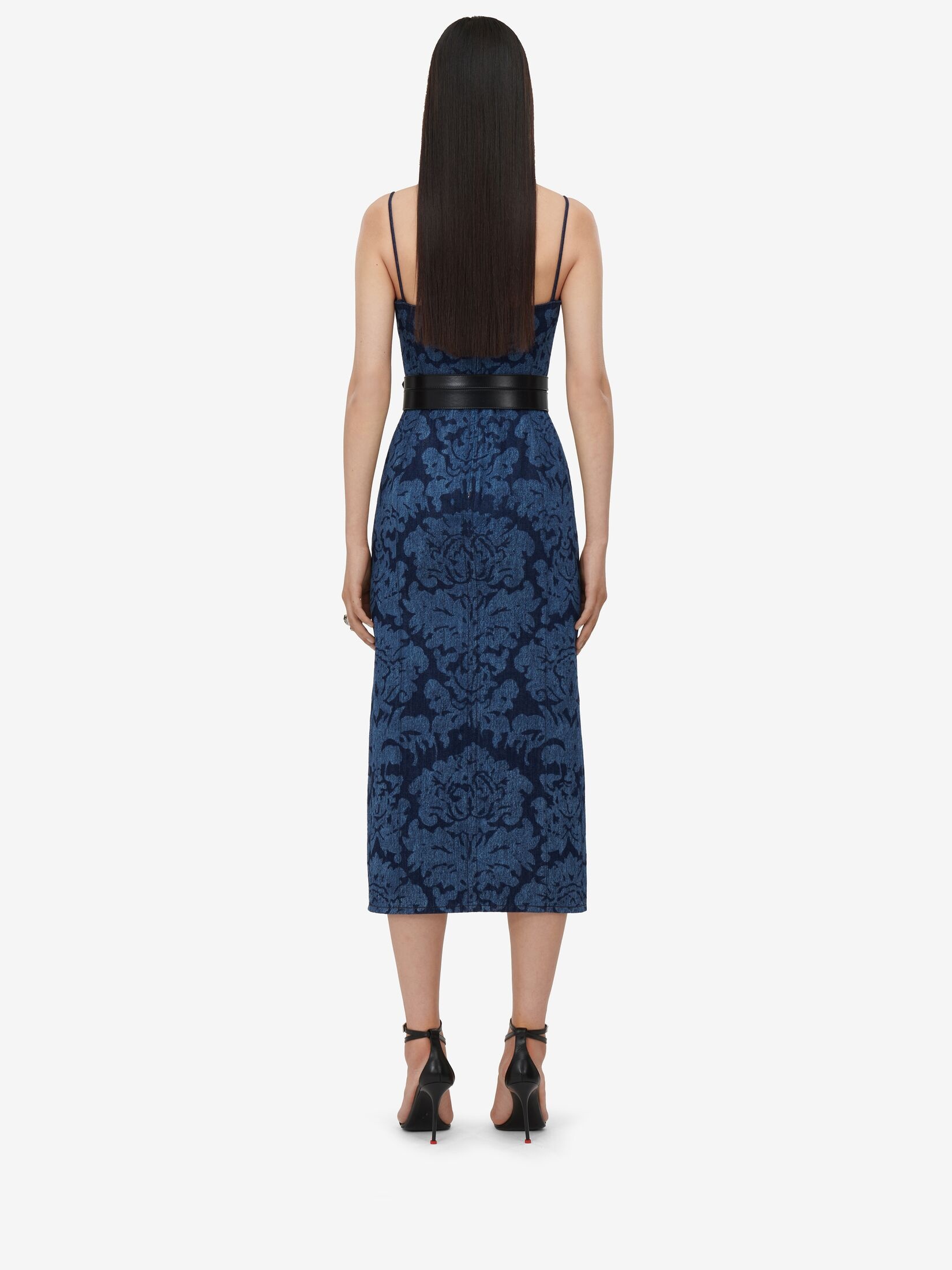 Women's Damask Denim Pencil Dress in Denim - 4