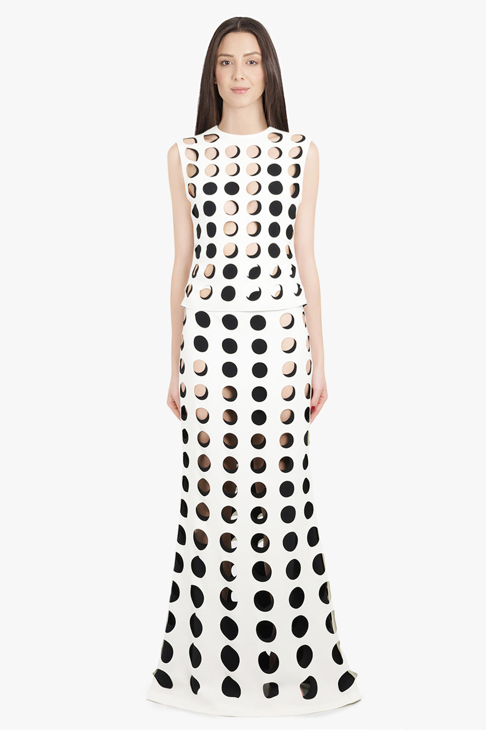 LAYERED HOLE DETAIL S/LESS TOP | WHITE/BLACK - 4