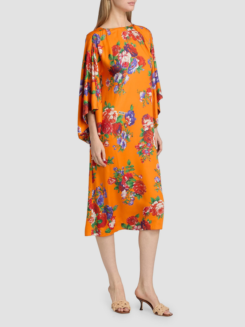 Women's Floral Jersey Draped Midi-Dress - Multi Orange 4