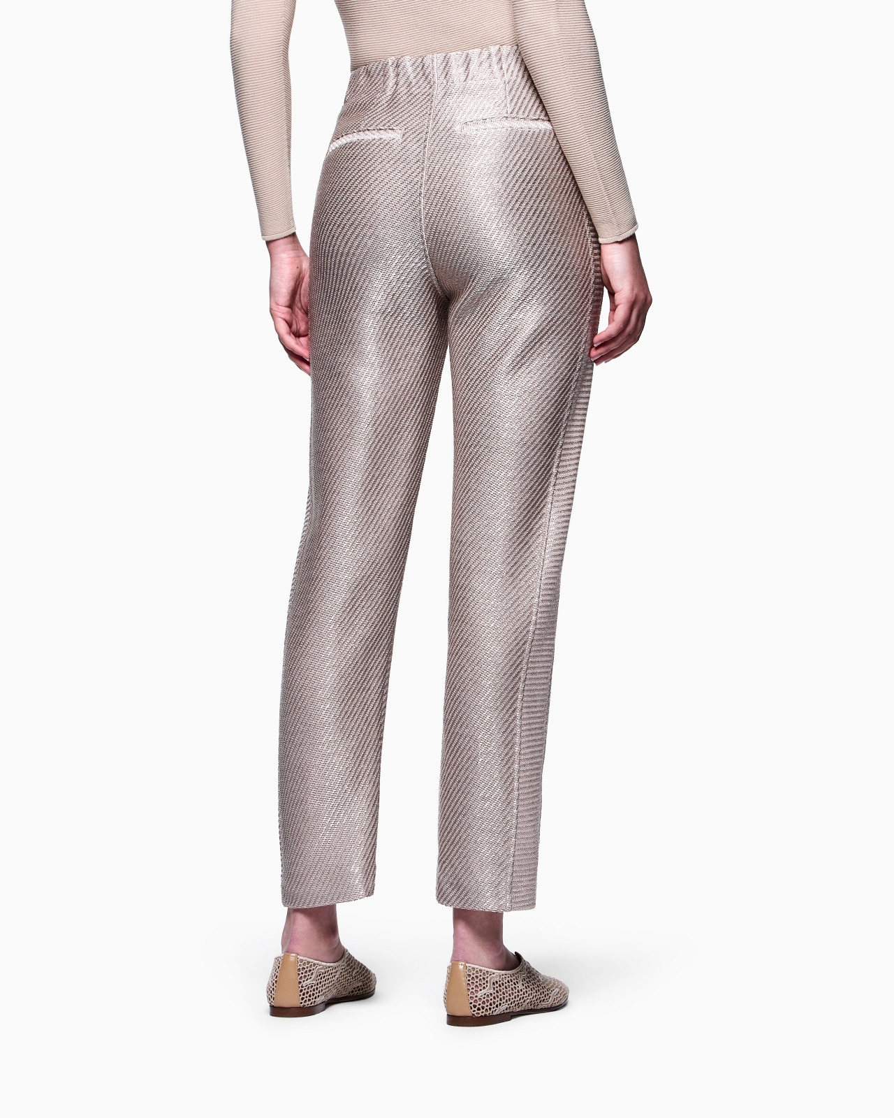 RAFFIA-EFFECT COTTON AND VISCOSE TROUSERS - 3