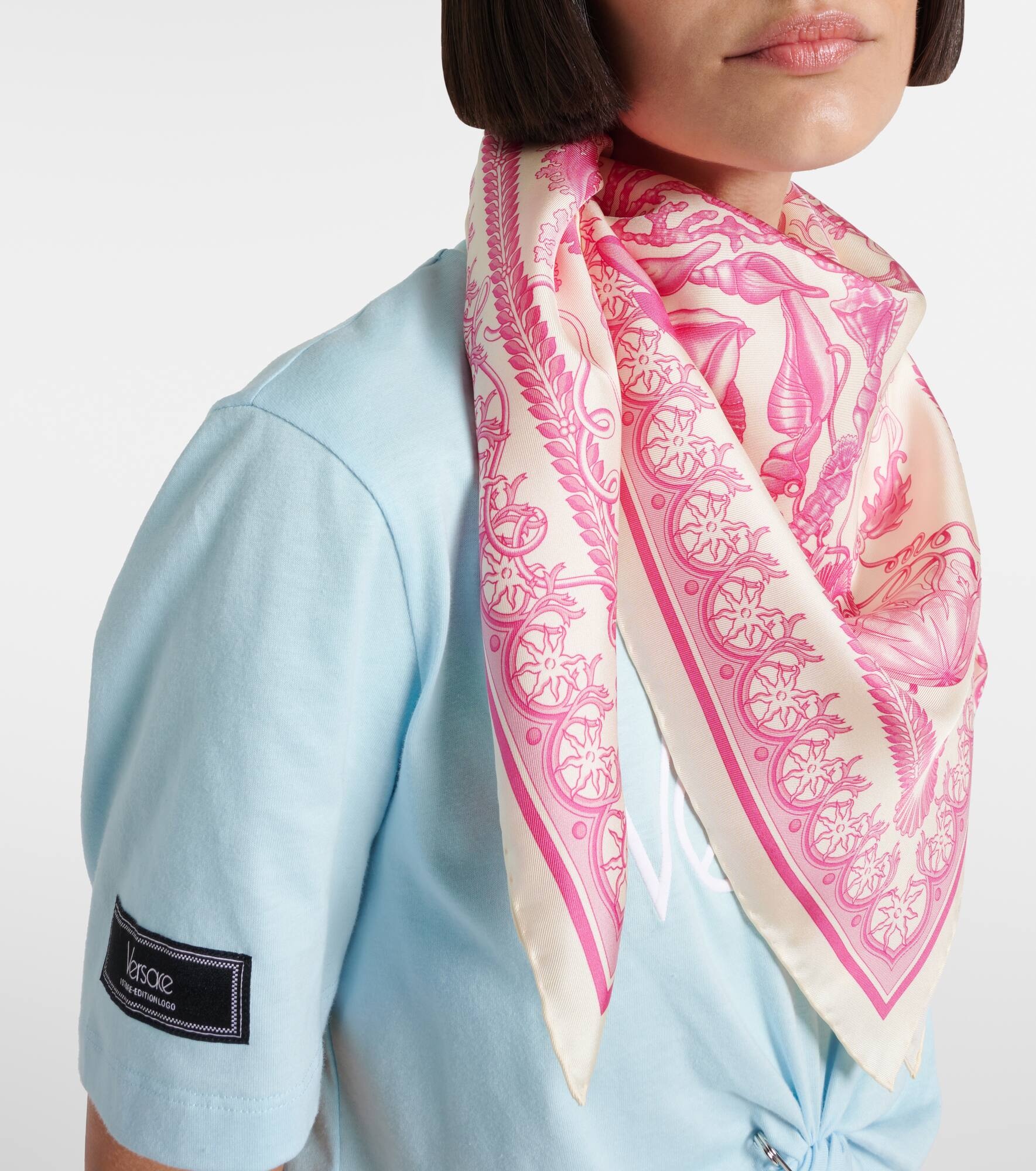 Underwater Barocco silk satin scarf - 2