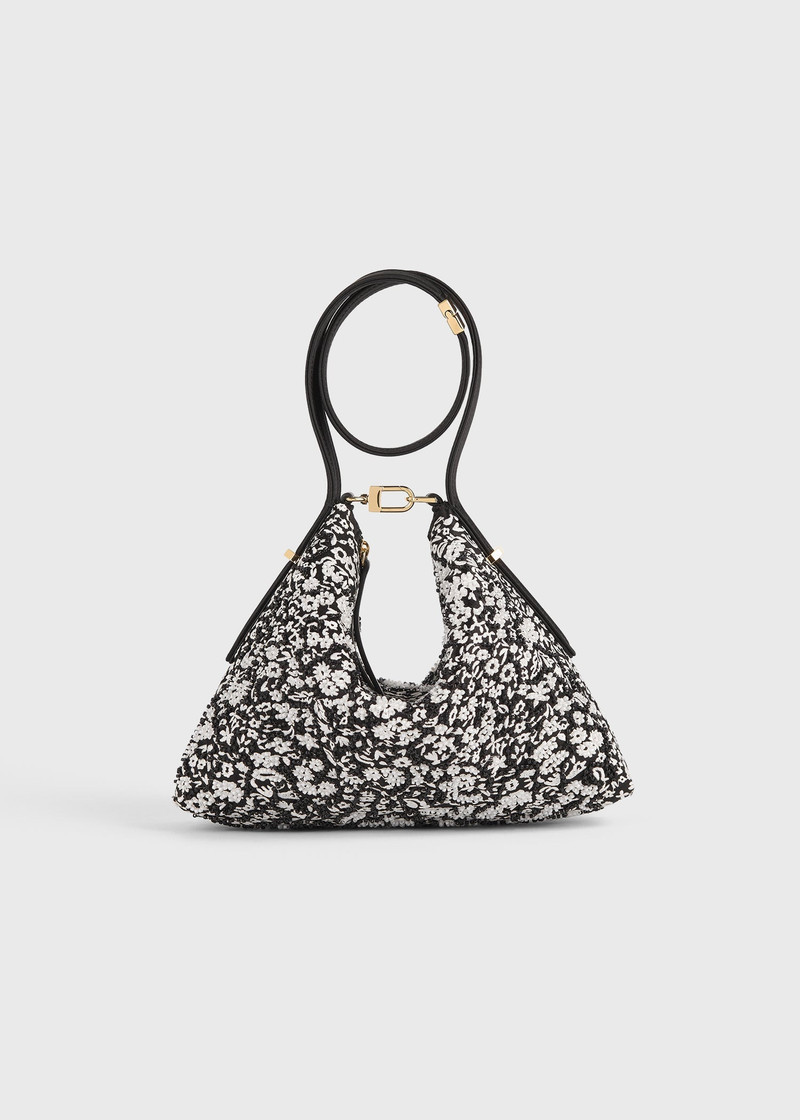 Bevel floral wristlet black/white 1