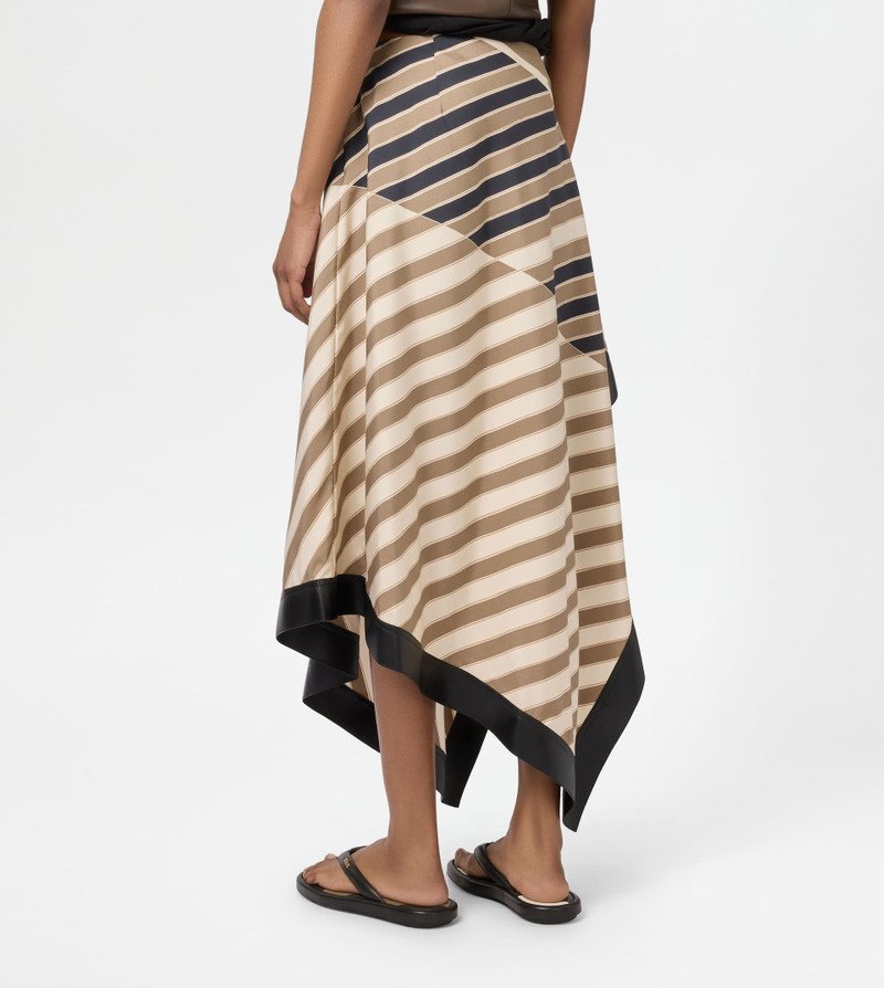 SKIRT IN SILK WITH LEATHER INSERTS - BROWN, BEIGE, OFF WHITE 4