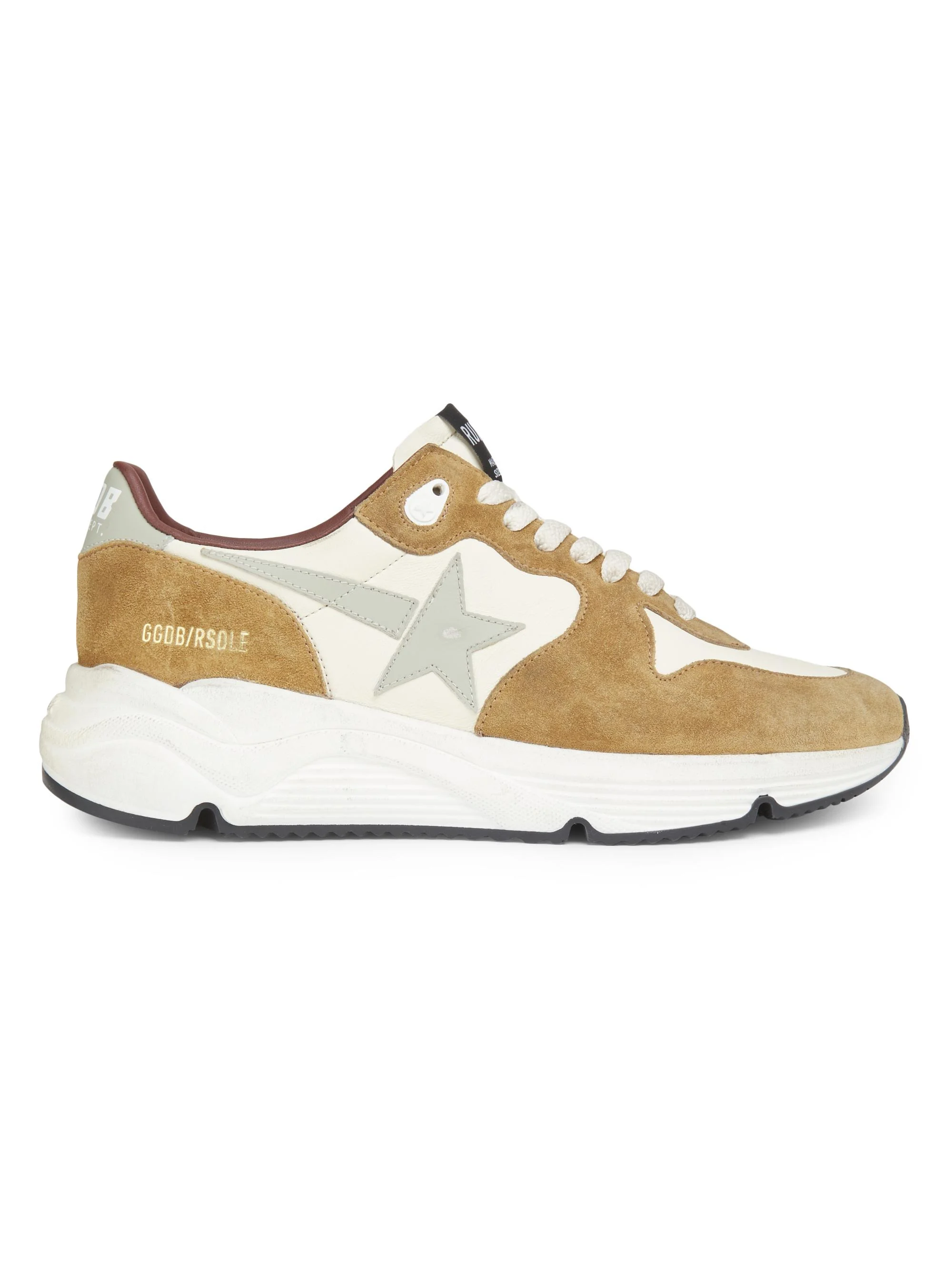 Unisex Running Leather Low-Top Sneakers - Beige White Brown Grey - 1
