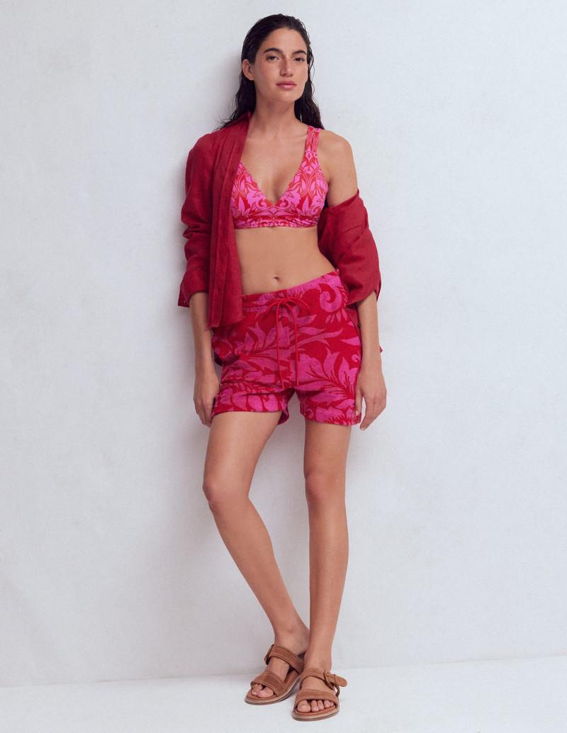 BODEN Islington Towelling Shorts-Salsa, Floral outlook