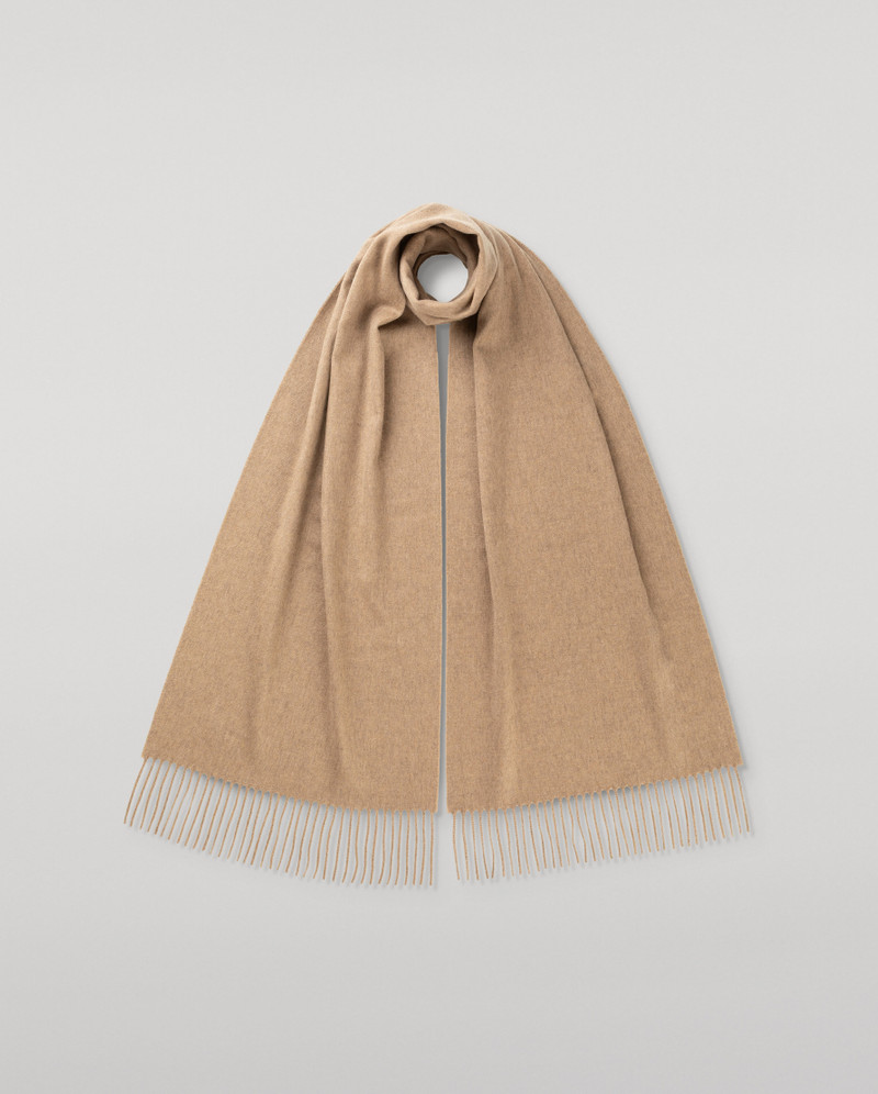 Wide Light Brown Cashmere Scarf 1