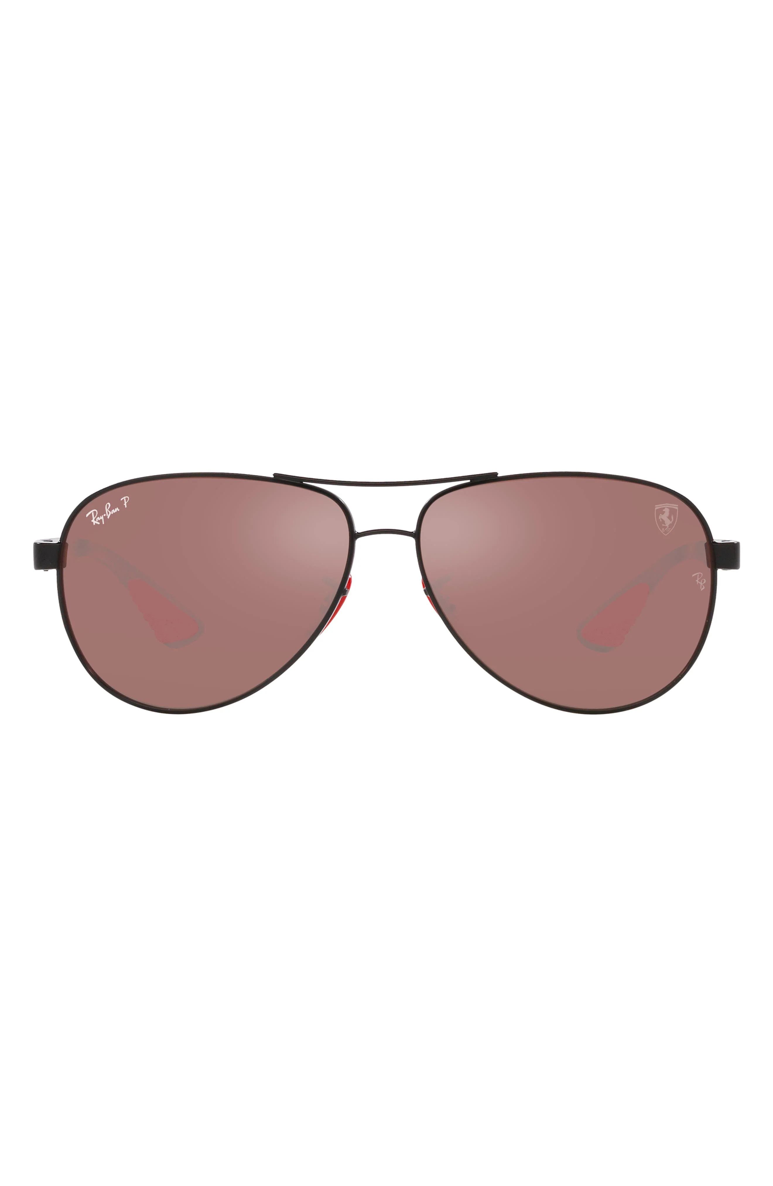 Ray-Ban x Scuderia Ferrari 61mm Polarized Pilot Sunglasses in Matte Black at Nordstrom - 1