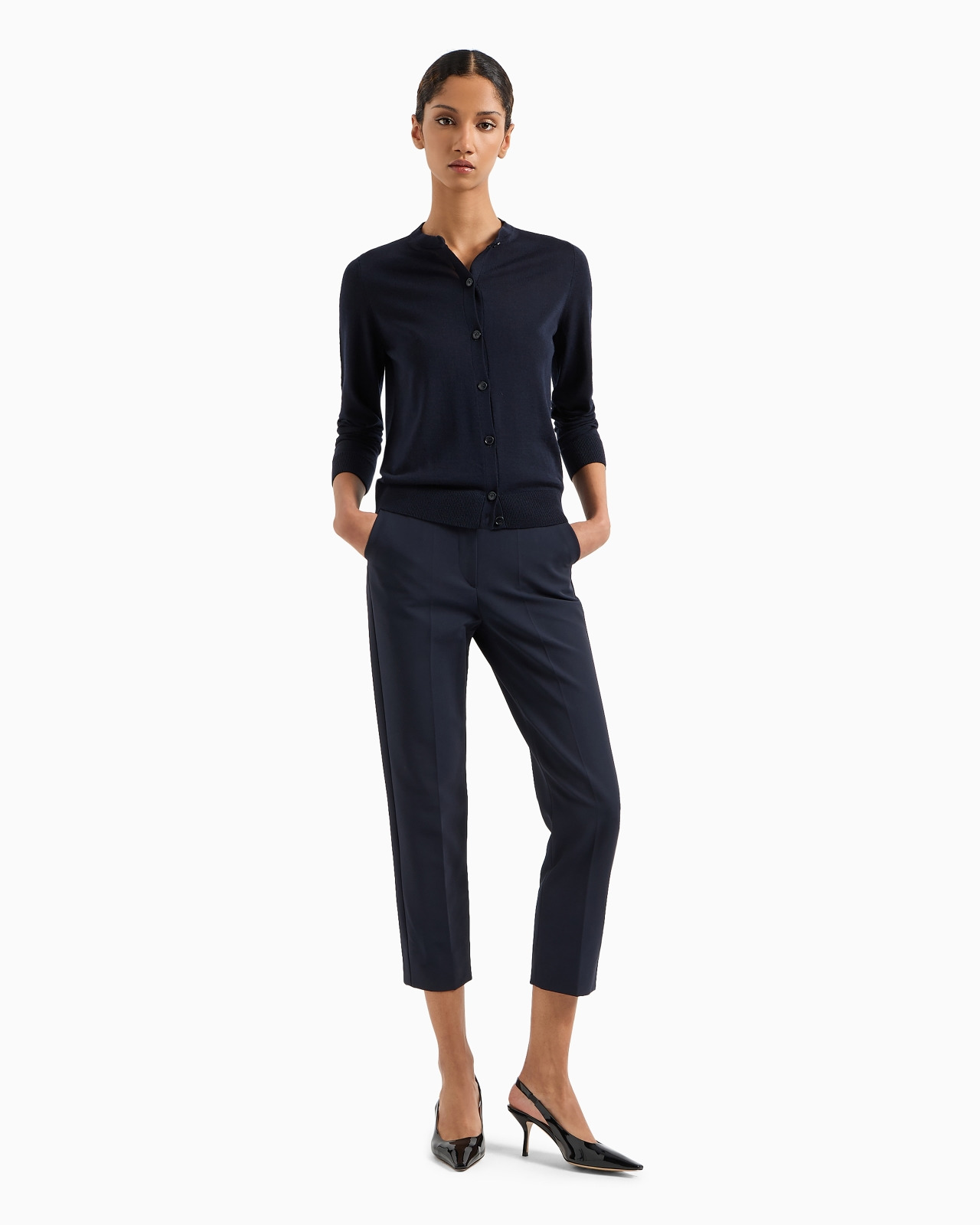 Cardigan in plain-knit, pure virgin wool - 4