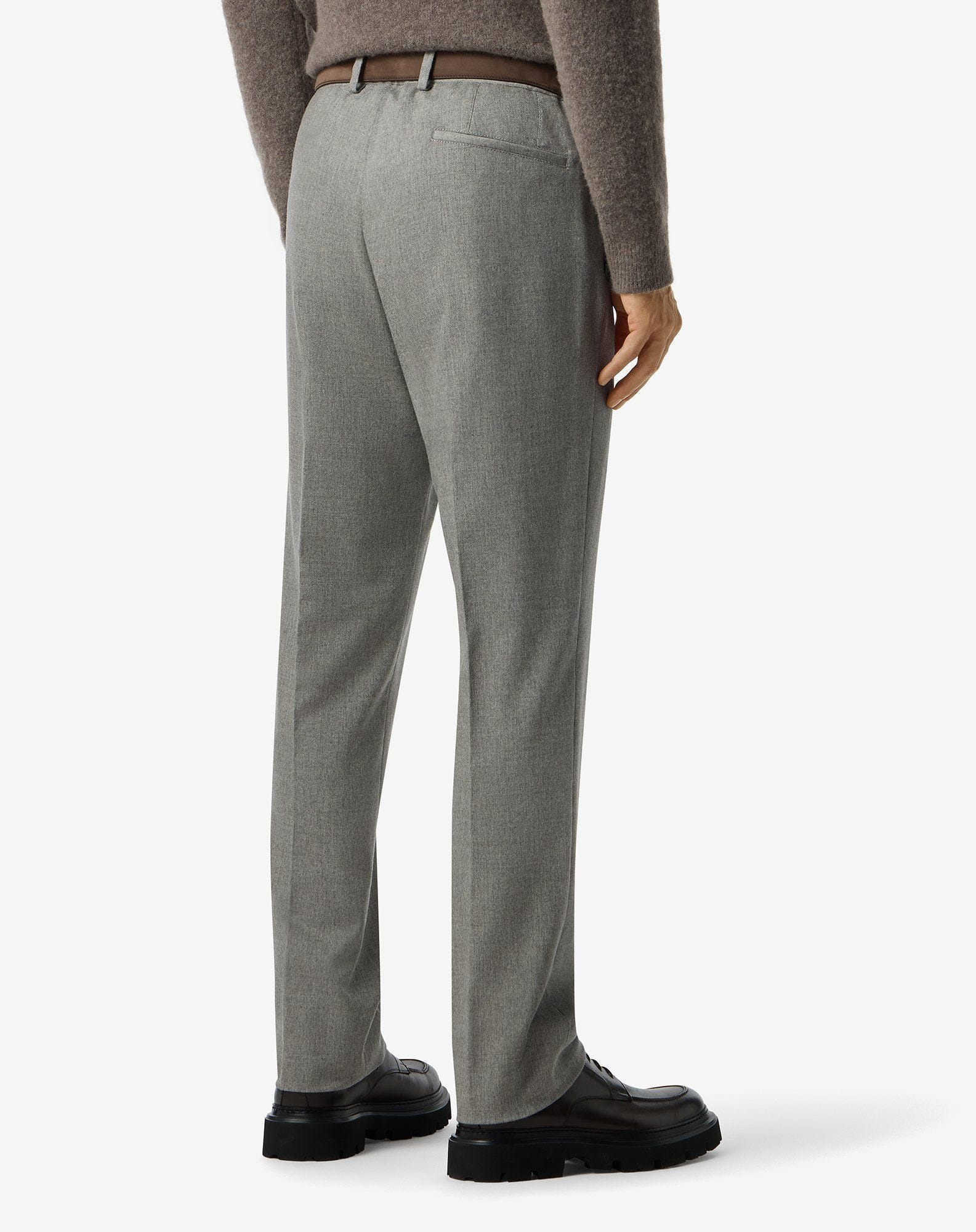 Melange grey wool and cashmere chinos - 4