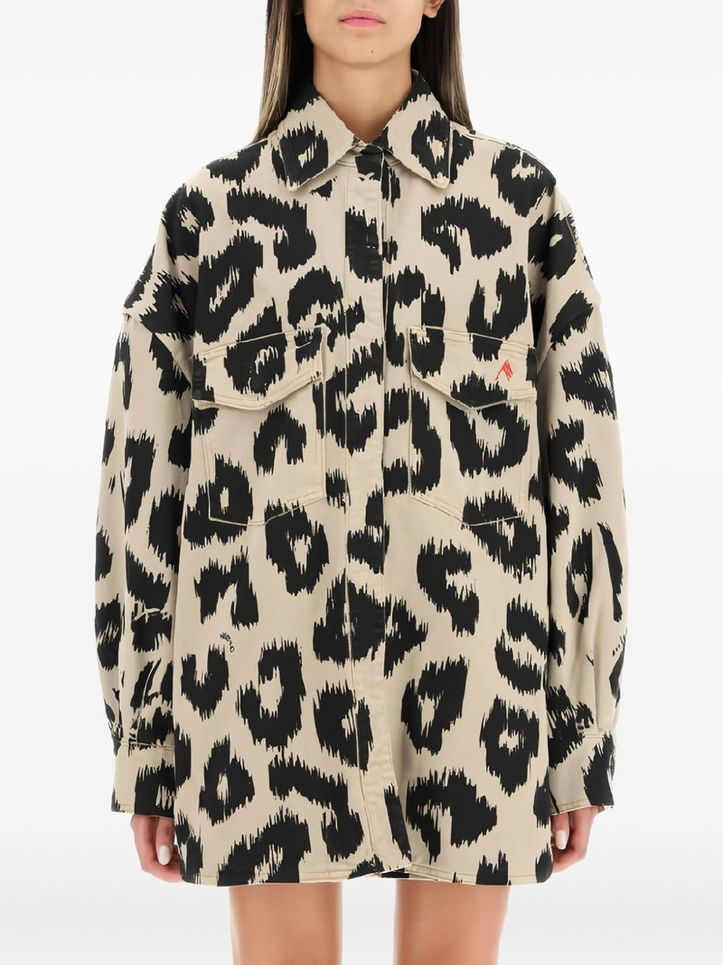 THE ATTICO leopard-print denim jacket outlook
