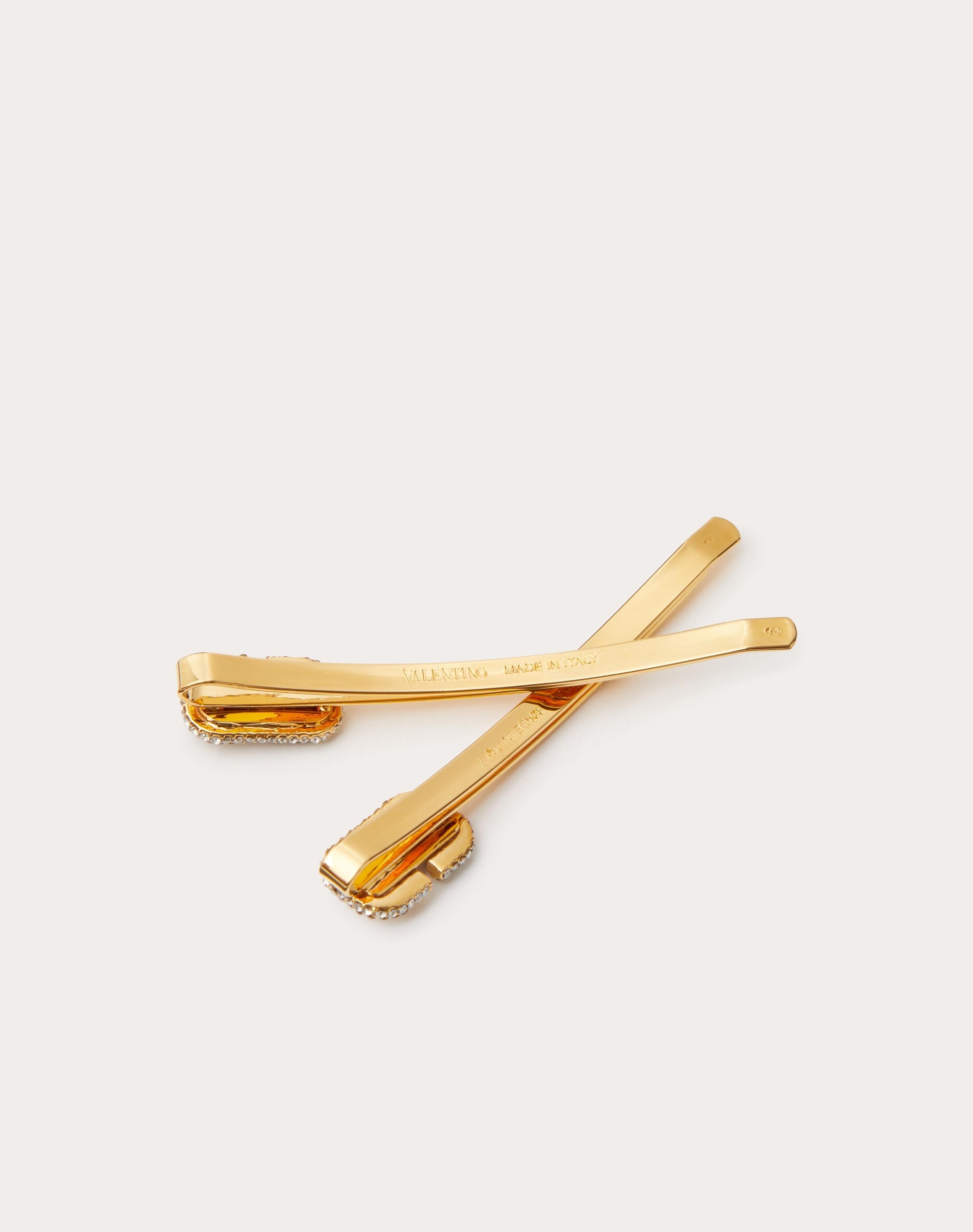 VLOGO SIGNATURE METAL AND SWAROVSKI® CRYSTAL HAIR CLIP - 3