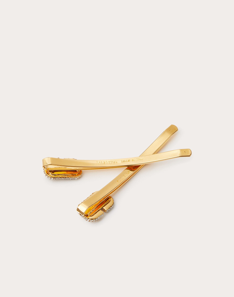 VLOGO SIGNATURE METAL AND SWAROVSKI® CRYSTAL HAIR CLIP 3