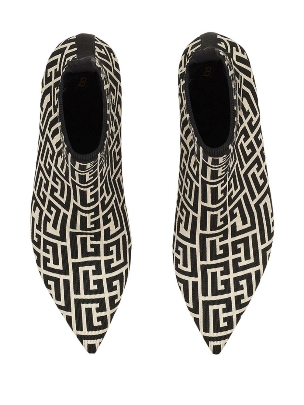 monogram-jacquard pointed boots - 12