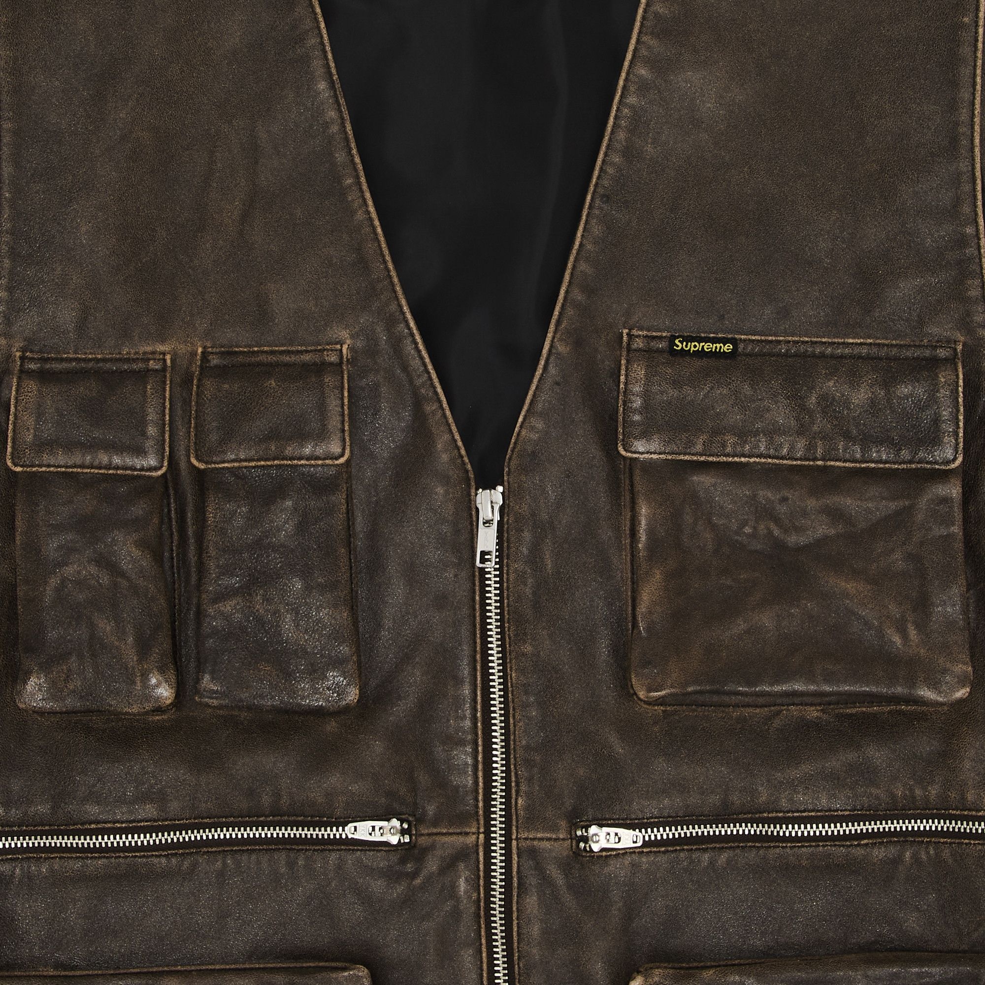 Supreme Leather Cargo Vest 'Brown' - 3