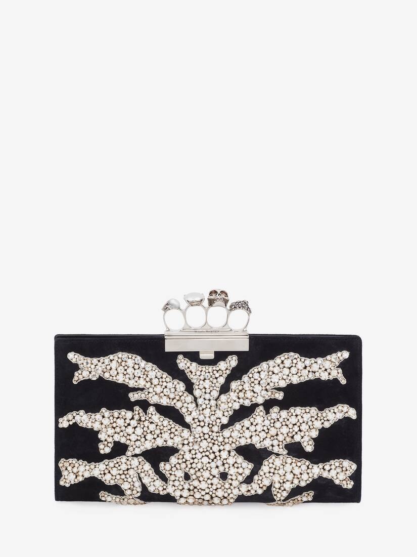 Women's Jewelled Flat Pouch in Black - 1