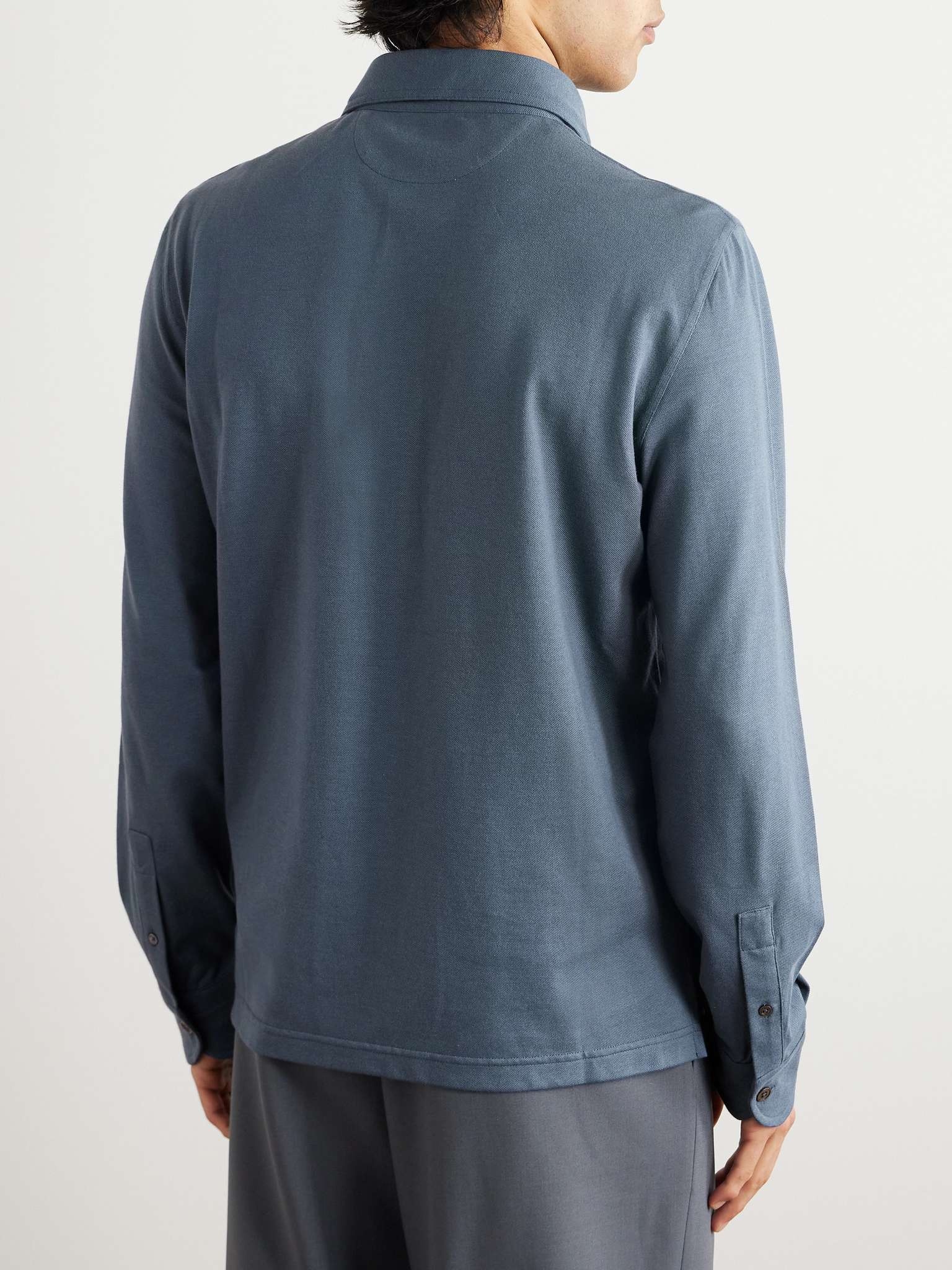Cotton and Silk-Blend Piqué Polo Shirt - 4
