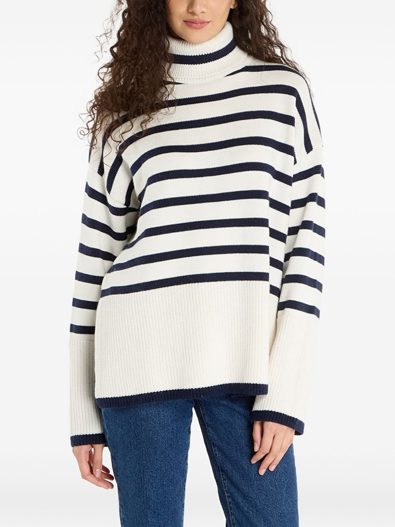 stripe-pattern roll-neck sweater 1