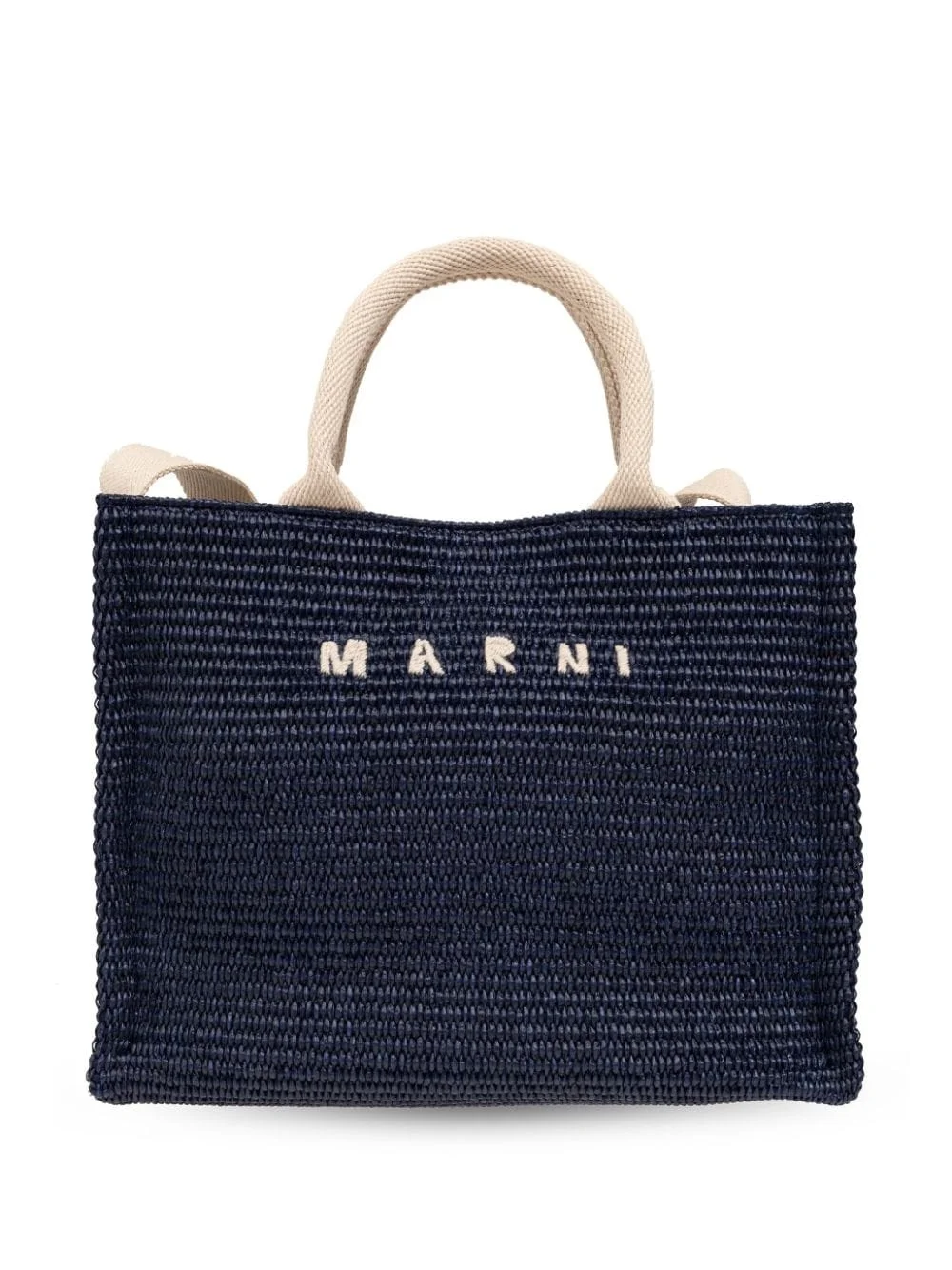 logo-embroidered raffia tote bag - 1