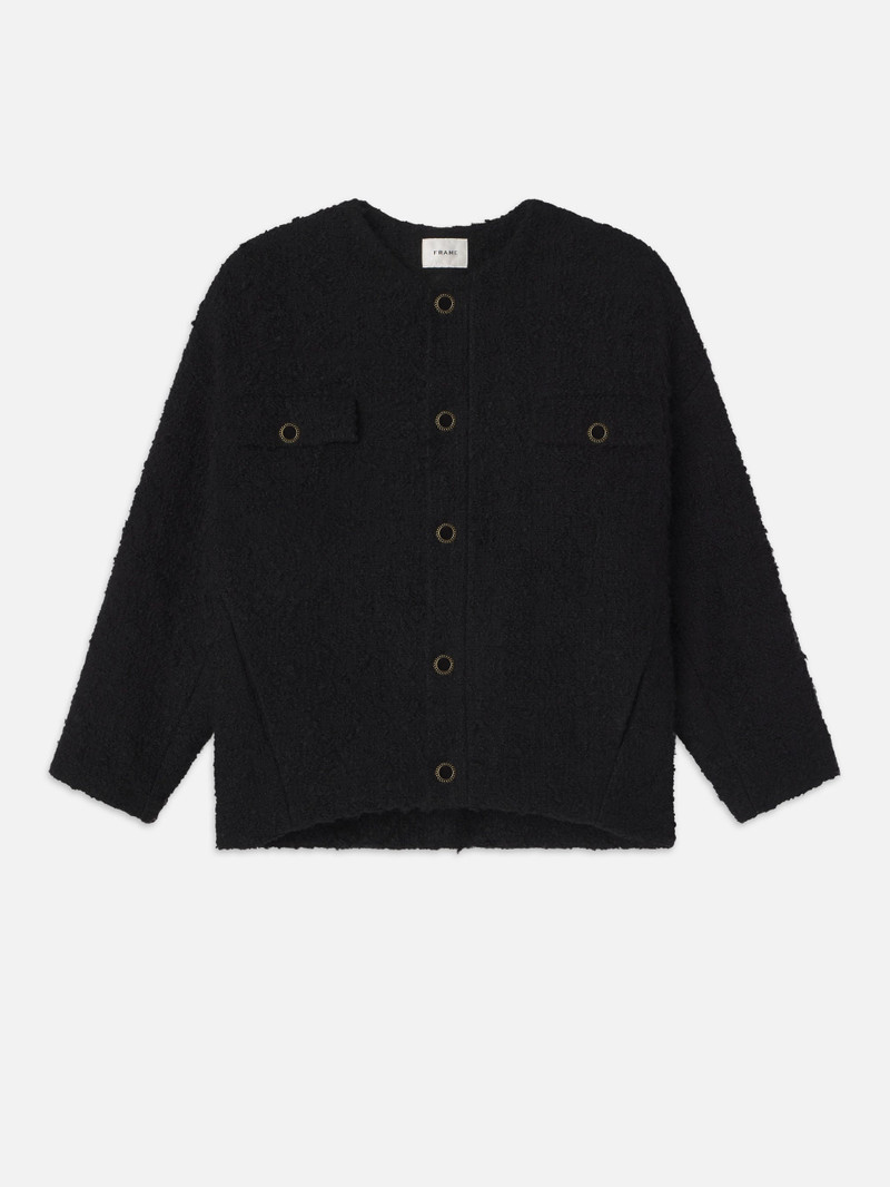 Cocoon Short Coat in Black Multi - 1