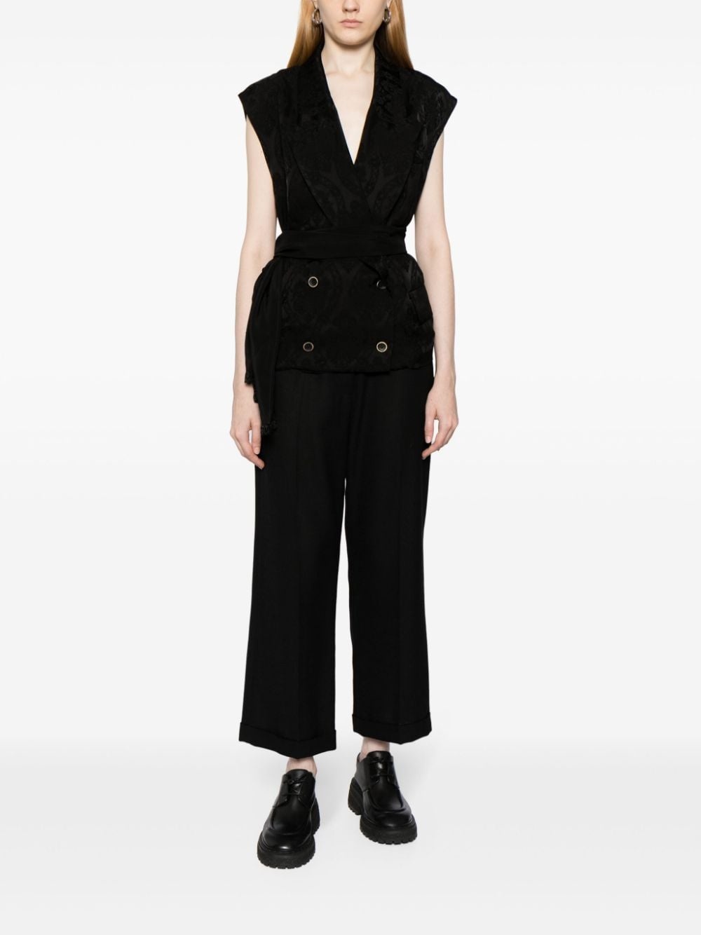jacquard double-breasted vest - 2